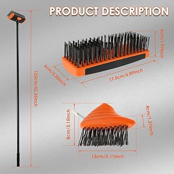 3 In 1 Telescopic Weed Remover Brush Wire Head Paving Decking Clean Scrub Moss Weed Remover Tool Wire Brush Scraper Set With Metal Broom & Weed Removal Head Green