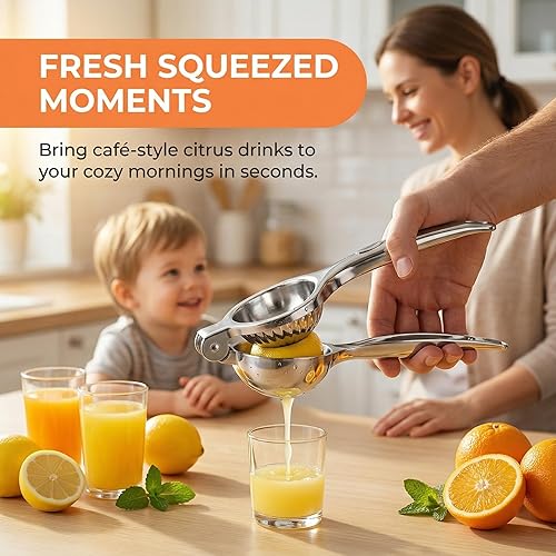 Miniatura 8 de Lemon Squeezer Stainless Steel Metal Juicer, Large Hand Juicer Manual Citrus Juice Press, Lime Squeezer Fruit Press Exprimidor de Limones for