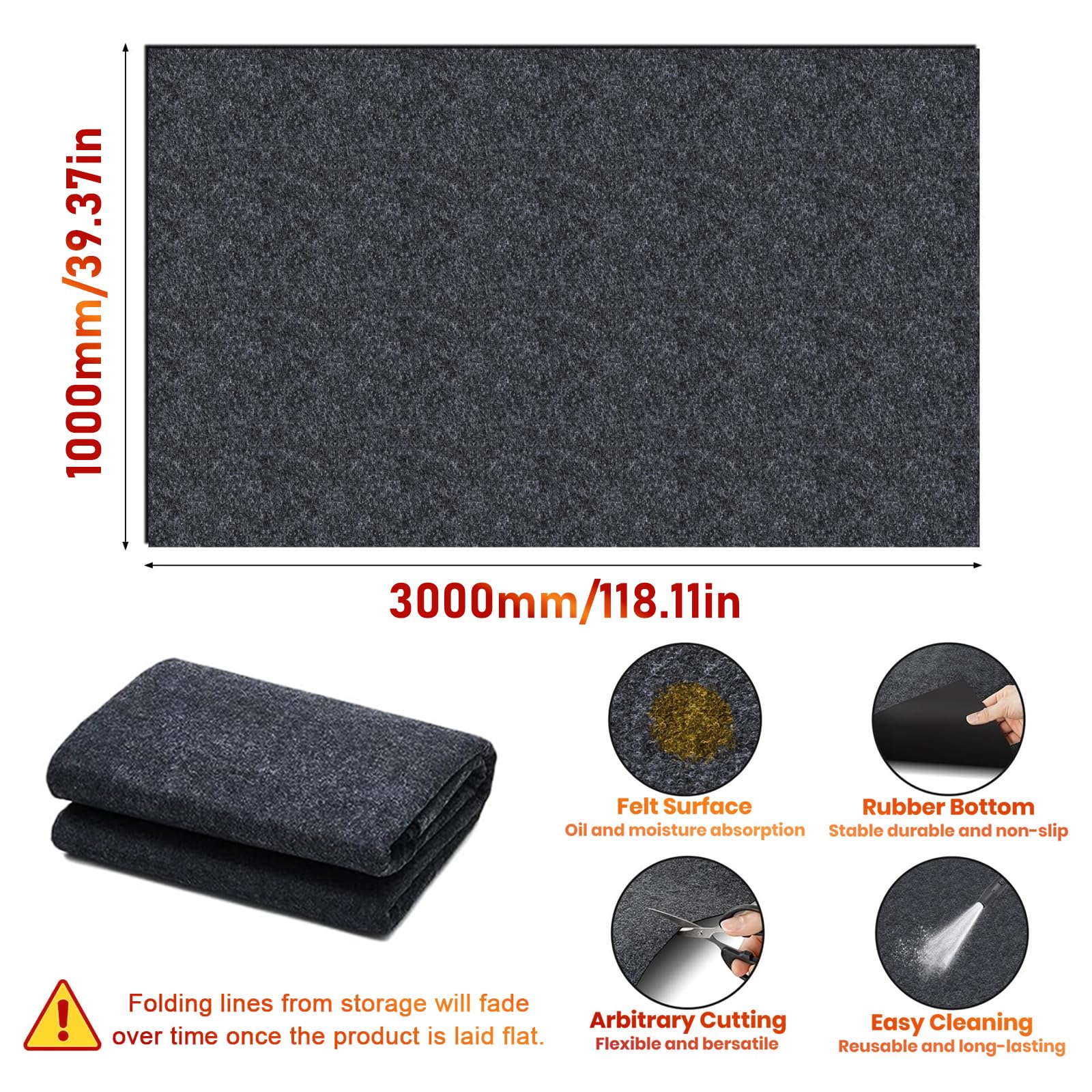 Tappetino Assorbente Olio Per Garage 100x200 Cm - Per Auto, Moto, Officina, Protezione Pavimenti