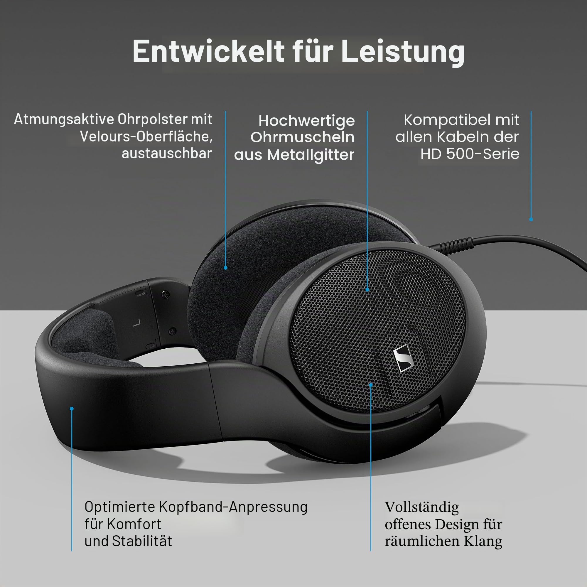 Sennheiser HD 560S, Offener Referenzkopfhörer für Audio-Enthusiasten, Over Ear, Schwarz