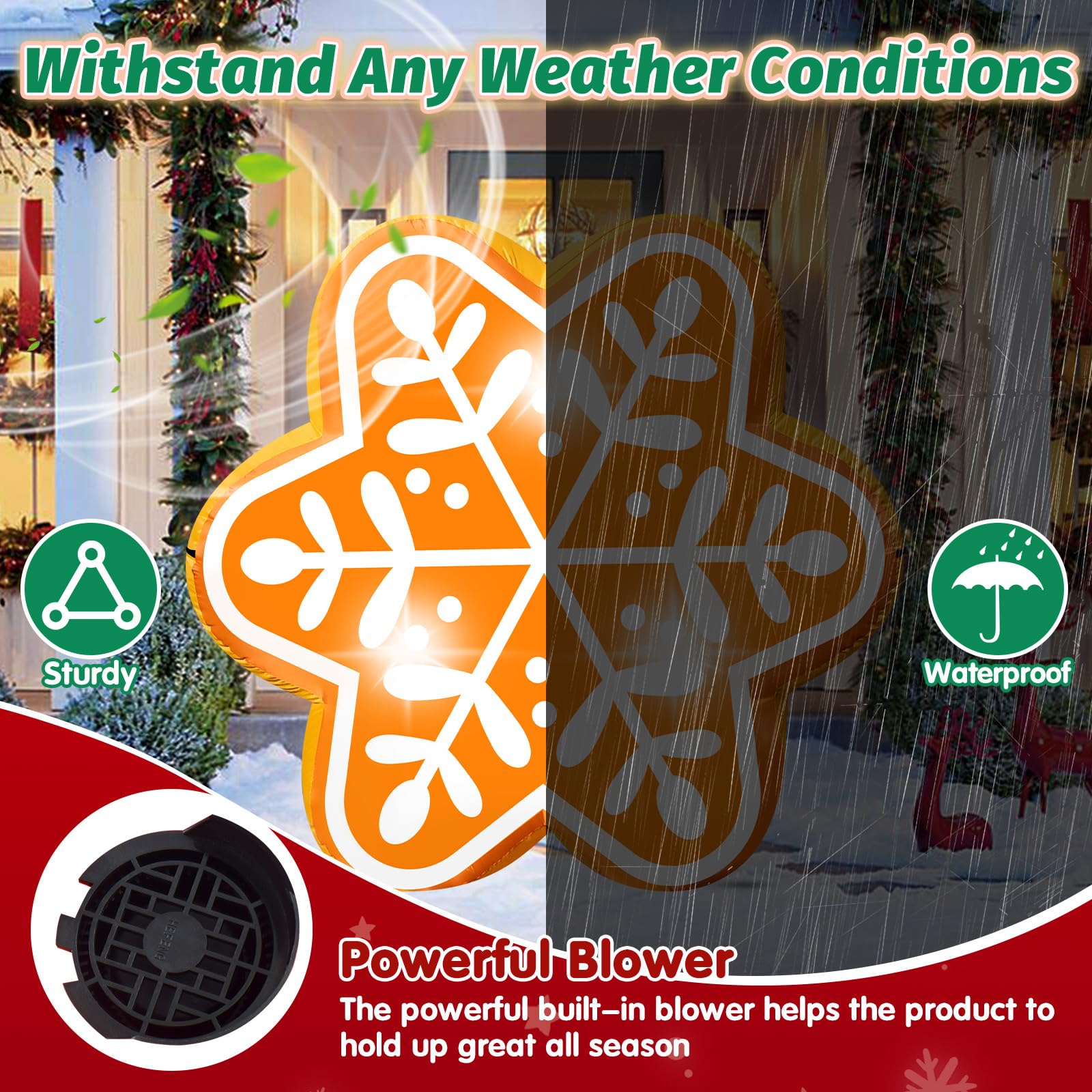 4.6FT Christmas Inflatable Pumpkin Blow-up Build-in 4 LED Lights for Pink Christmas Outdoor Decorations Giant Inflatable Fake Pumpkins for Winter Xmas Party Decor Yard Garden Lawn: Snowflake
