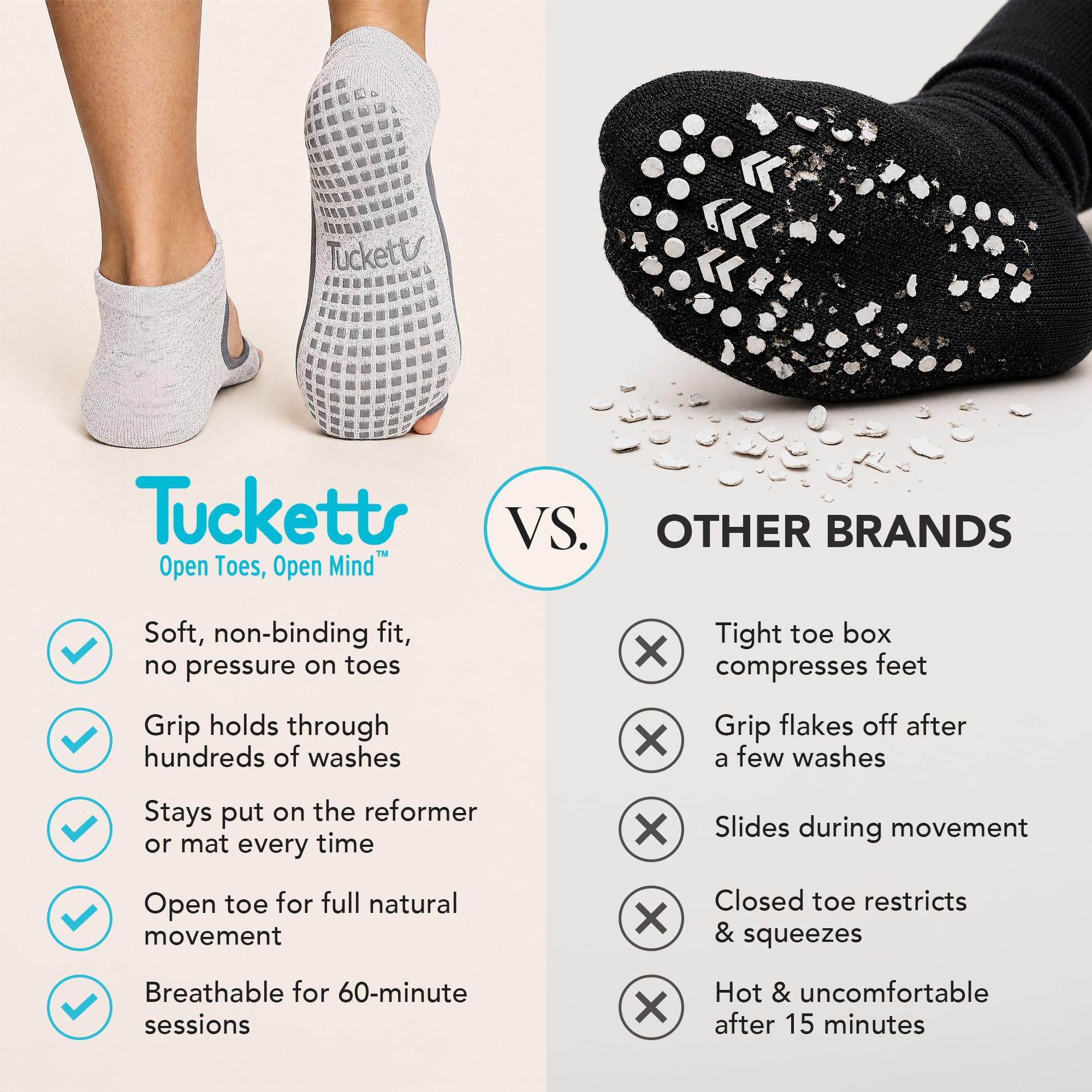 Lot de 3 paires de chaussettes de yoga et de pilates antidérapantes pour femme – Chaussettes antidérapantes – Pilates, barre, ballet