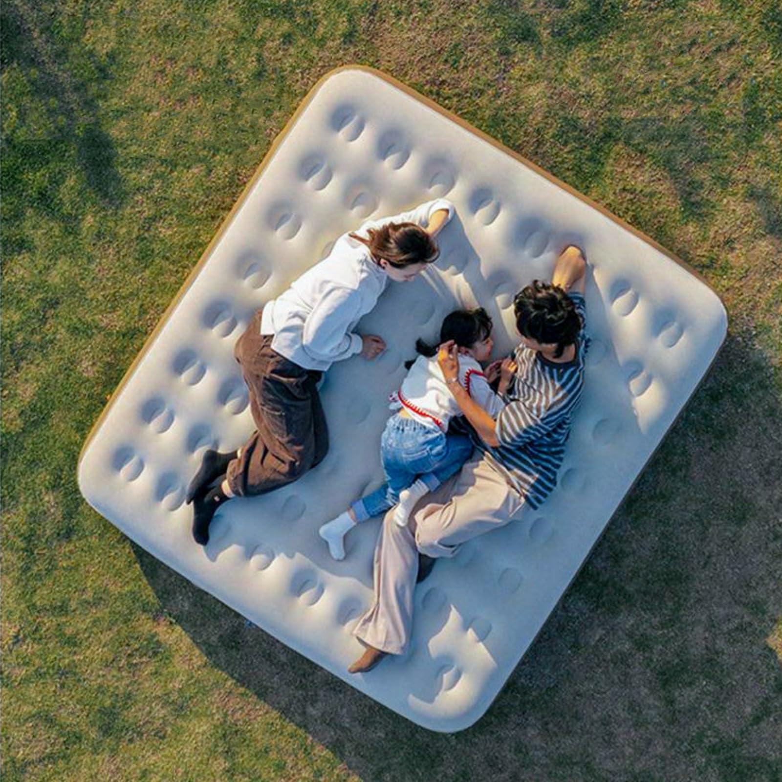Colchón hinchable, cama de aire plegable doble/triple con bomba eléctrica integrada, cama de aire flocada de inflado/desinflado rápido, cama inflable para invitados en casa y viajes de campamento