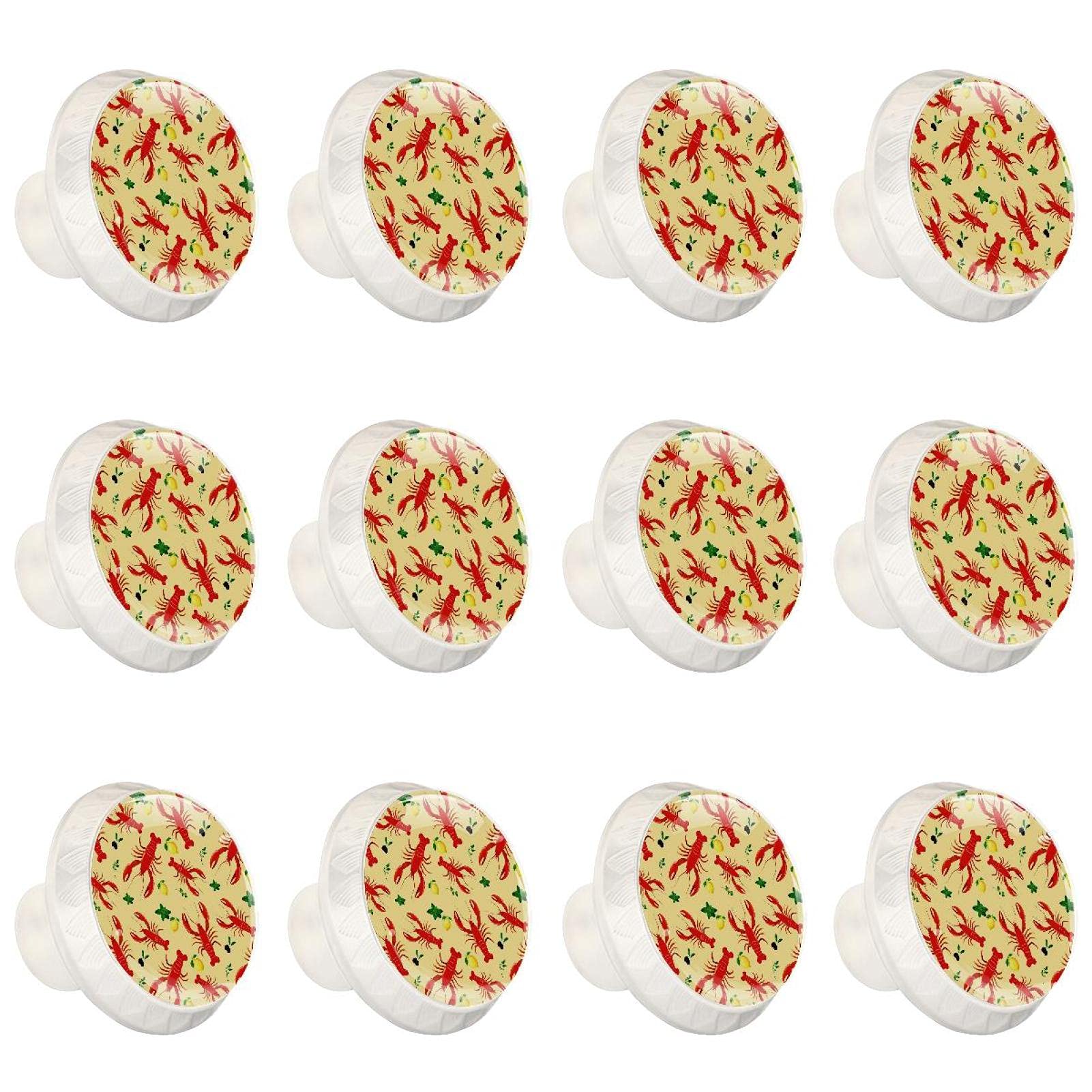 Boutons d'armoires de cuisine motif homard citron lot de 12 poignées de tiroir et commode ronds