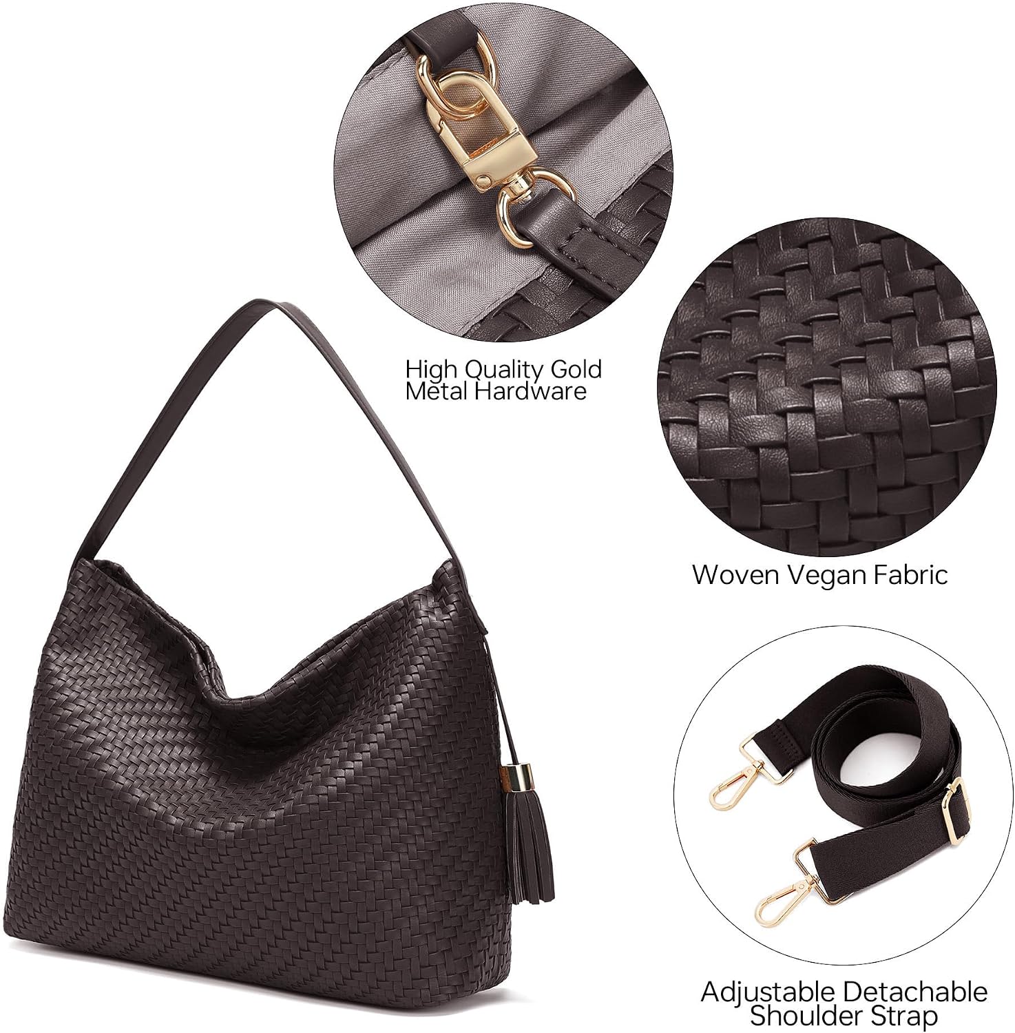 Large Woven Leather Tote Bag for Women Shoulder Purse Crossbody
