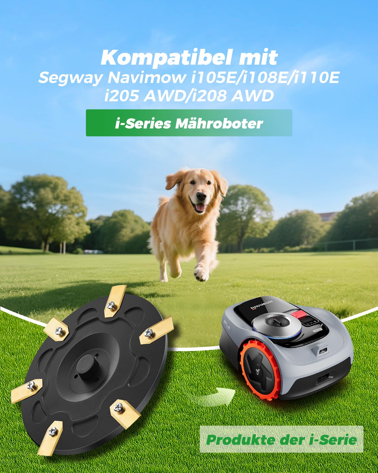 Für Segway Navimow i105E/i108E/i205 AWD/i208 AWD/i110E: Yivy Verbesserte Version 1x Messerteller + 30 Klingen, Rasenroboter Messerscheibe & Drehscheibe für Mähroboter