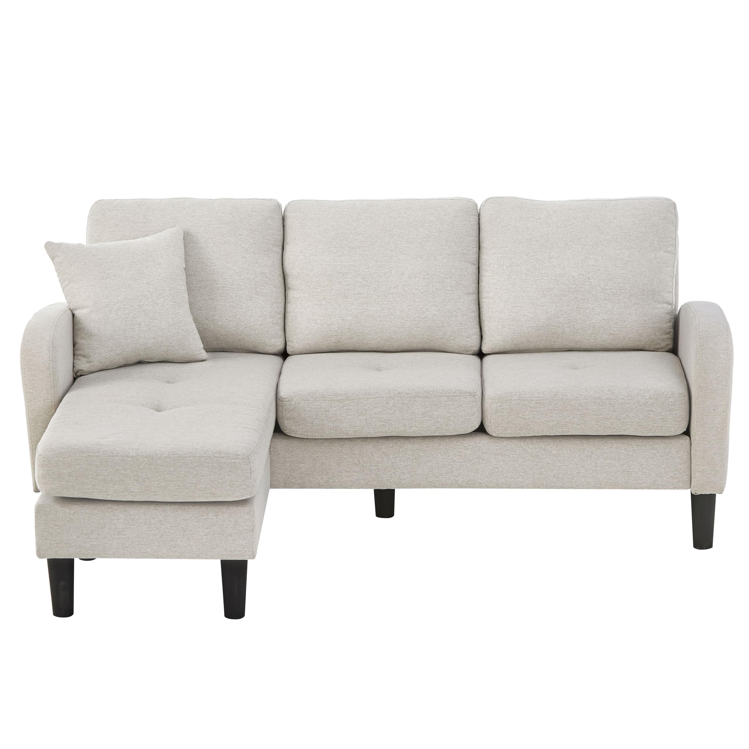 Sofá esquinero en forma de L con chaise longue – Sofá de 3 plazas, 166 x 118 x 77 cm, tela de lino de algodón transpirable, patas de plástico, diseño modular, ideal para salones, apartamentos y