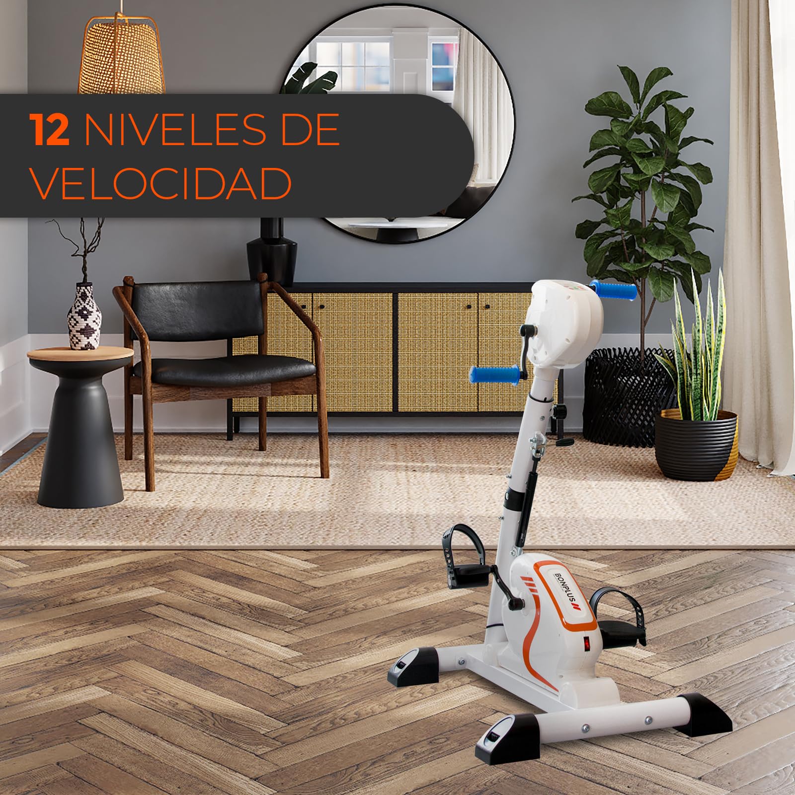 Pedaleador de Brazos y Piernas Eléctrico, Mini Bike Dual, 12 Niveles de Velocidad, 12 Programas, Pedales Bidireccionales, Pedaleador Eléctrico, Gimnasia Pasiva, Pedales Estáticos