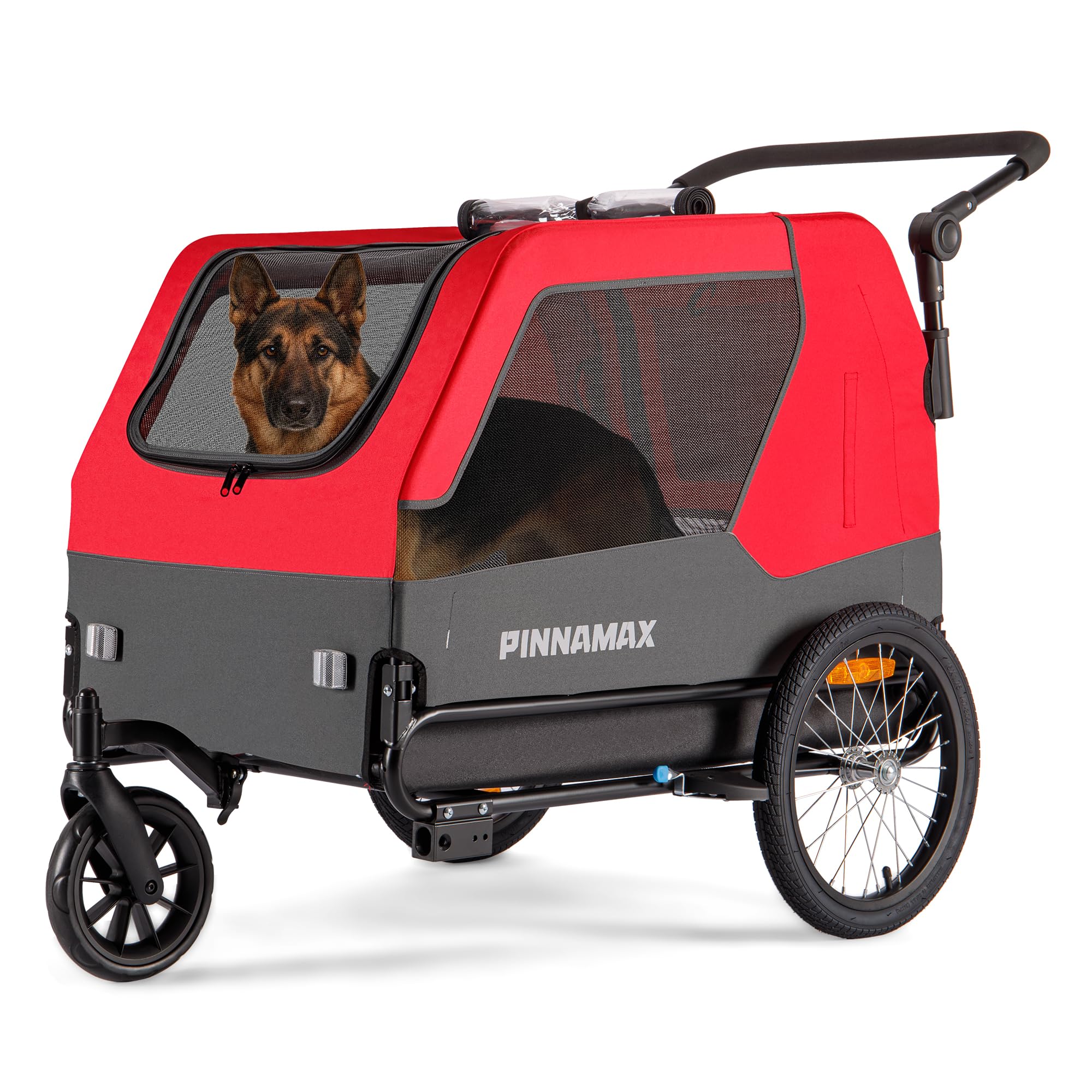 PINNAMAX Rimorchio per cani per biciclette 2 in 1, portata 45 kg, gancio universale