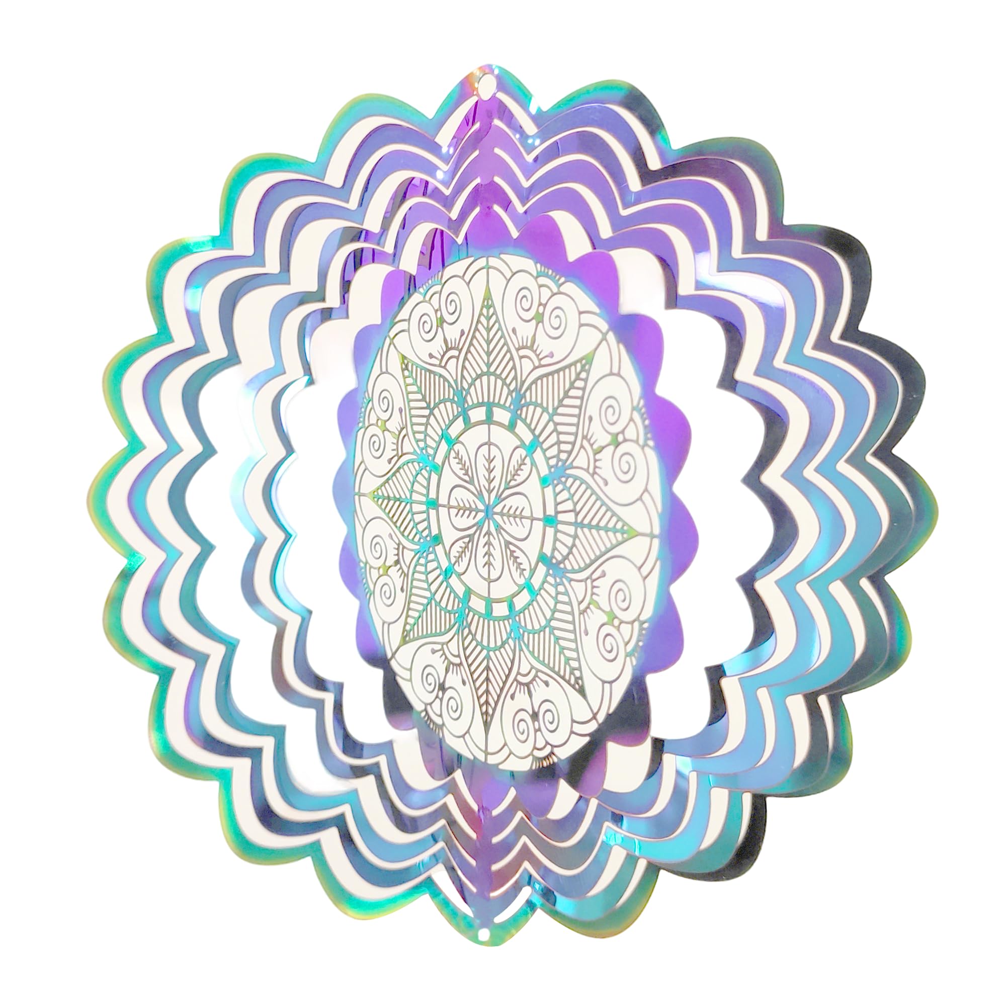 3D Rotating Mandala Wind Spinner with Reflective Metal Design, Spinners For