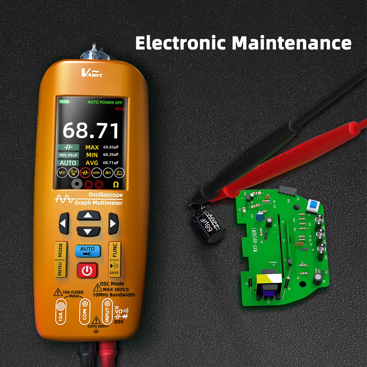 Digitale Oszilloskop Multimeter 10Mhz Bandbreite Tragbare Oszilloskop 48MSa/s 6000 Count Multimeter True RMS Messung Strom Spannung Kontinuität Widerstand Diode NCV Kapazität Datenübertragung