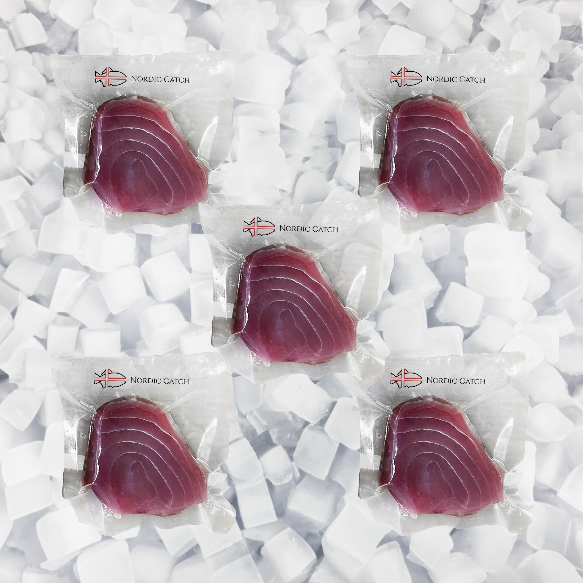 Nordic Catch Yellowfin Tuna (Ahi) Steaks - Grade #1 Tuna, Natural & Wild Caught in the Central Pacific, Seafood Sourced Locally in Airtight Packaging & Delivered Nationwide (12oz portion)
