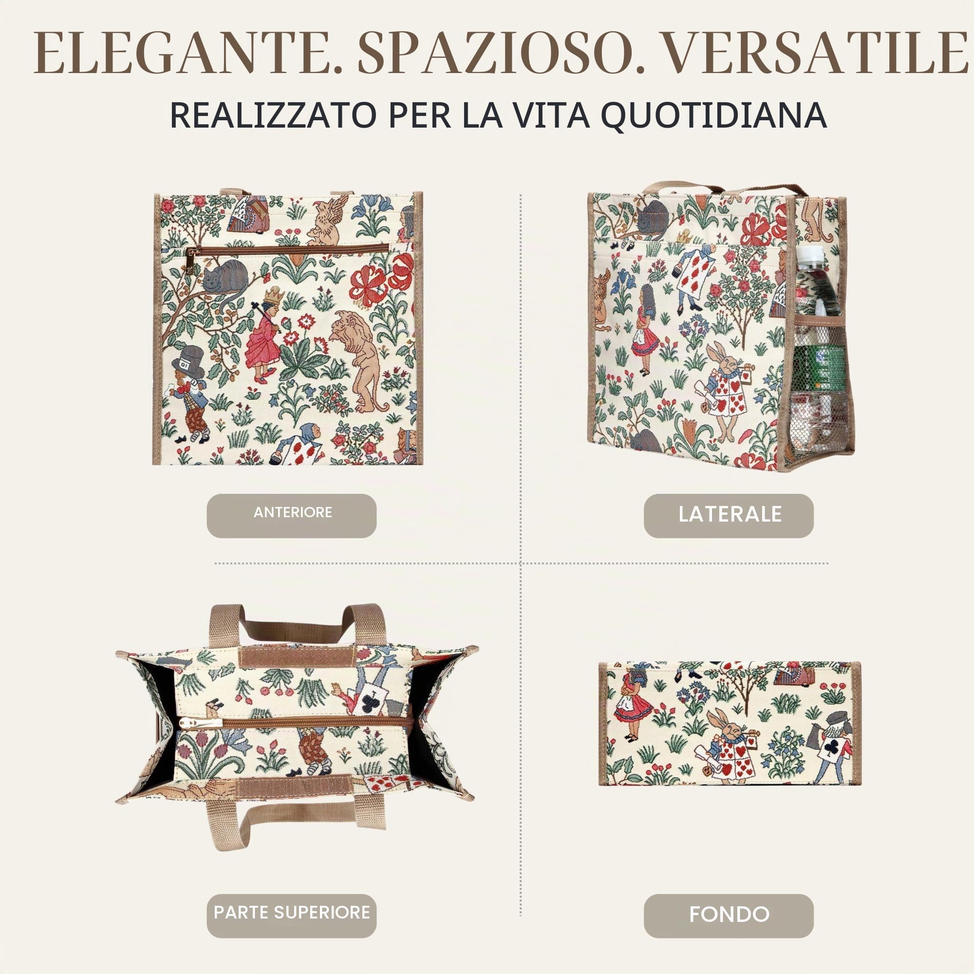Signare Tapestry Arazzo Borsa a Tracolla Donna, Borse Tote per Donne, Shopping Tote Bag con Disegni da Giardino