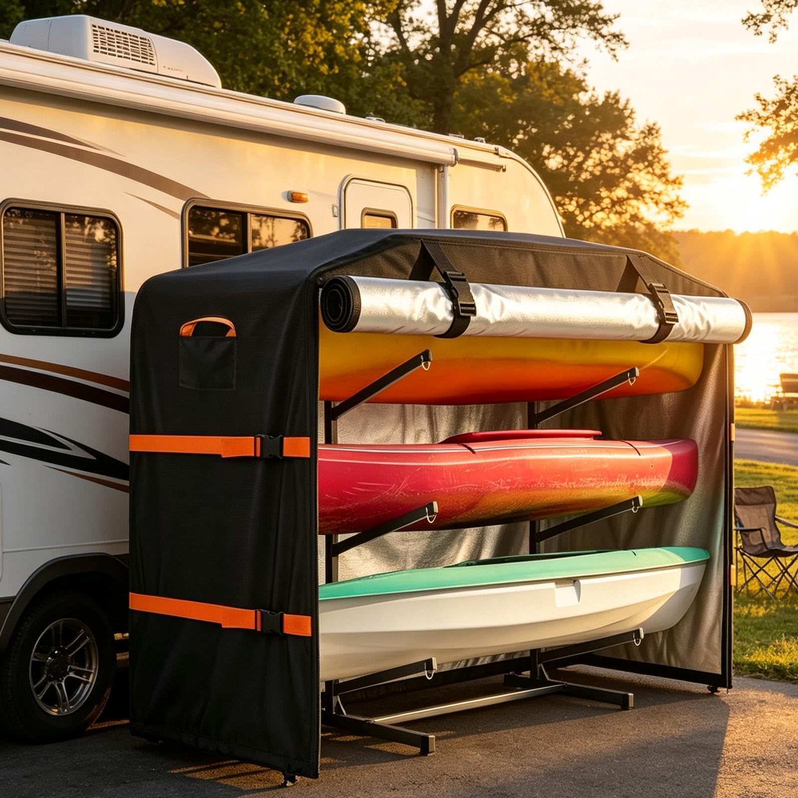 Kayak Stand Covers per Outdoor impermeabile Shelter con cinghie riflettenti