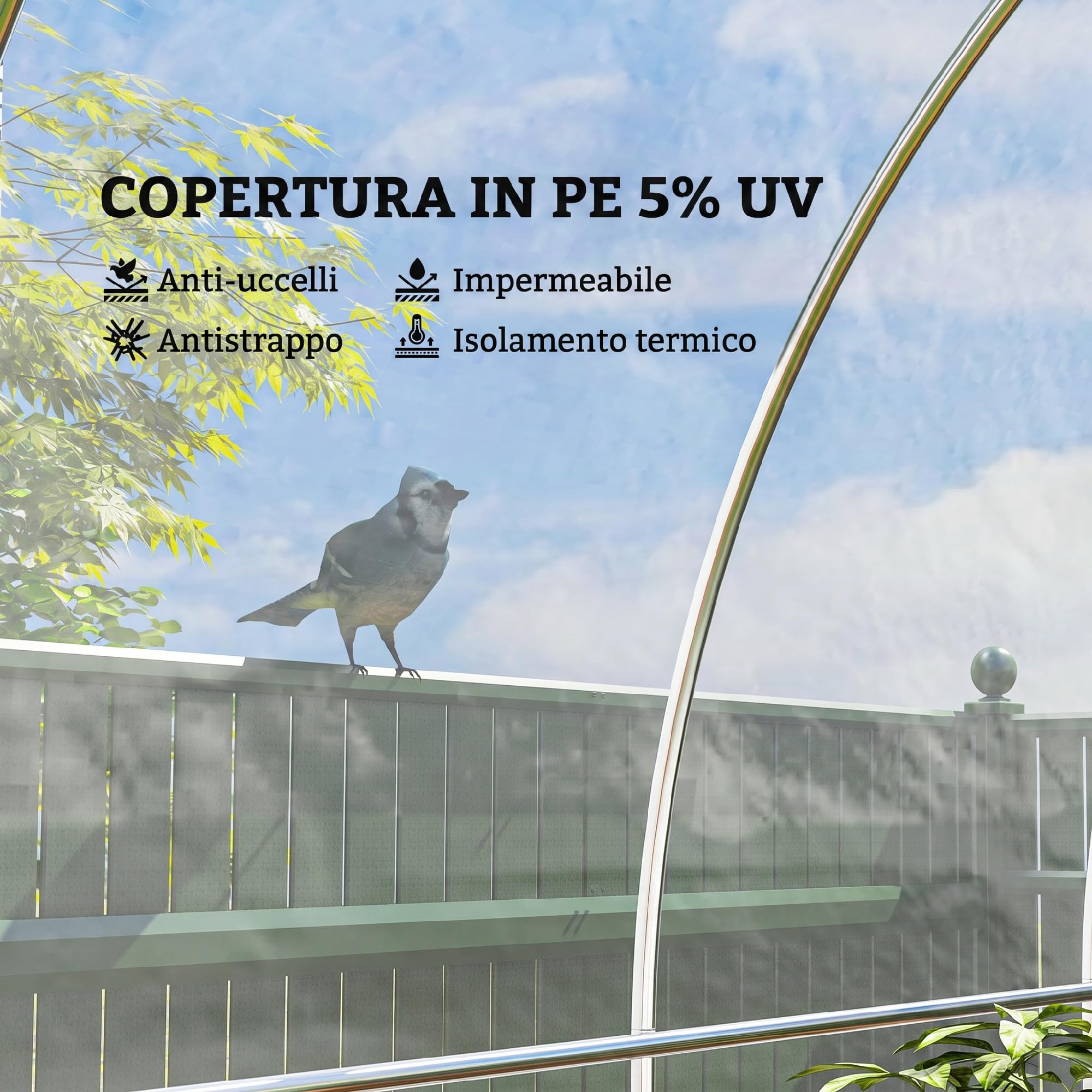 Outsunny Copertura per Serra in PE 150g/m² 6x10 m, Telo di Ricambio per Serre a Tunnel Anti UV e Impermeabile, Rivestimento in Plastica, Trasparente