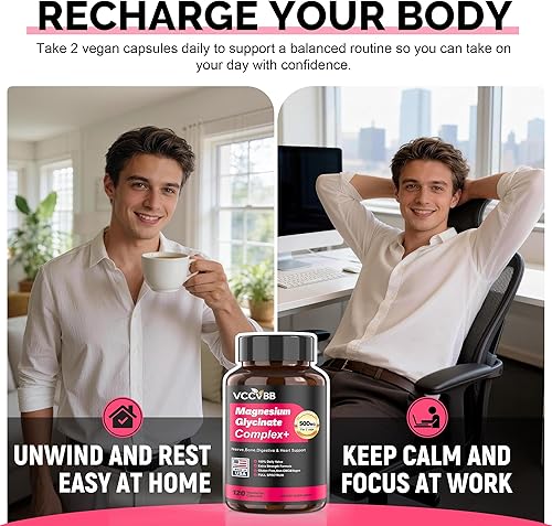 Miniatura 5 de Complejo de magnesio, glicinato de magnesio, suplemento de magnesio elemental con óxido, taurato, citrato, orrotato y aspartato, apoya la relajación