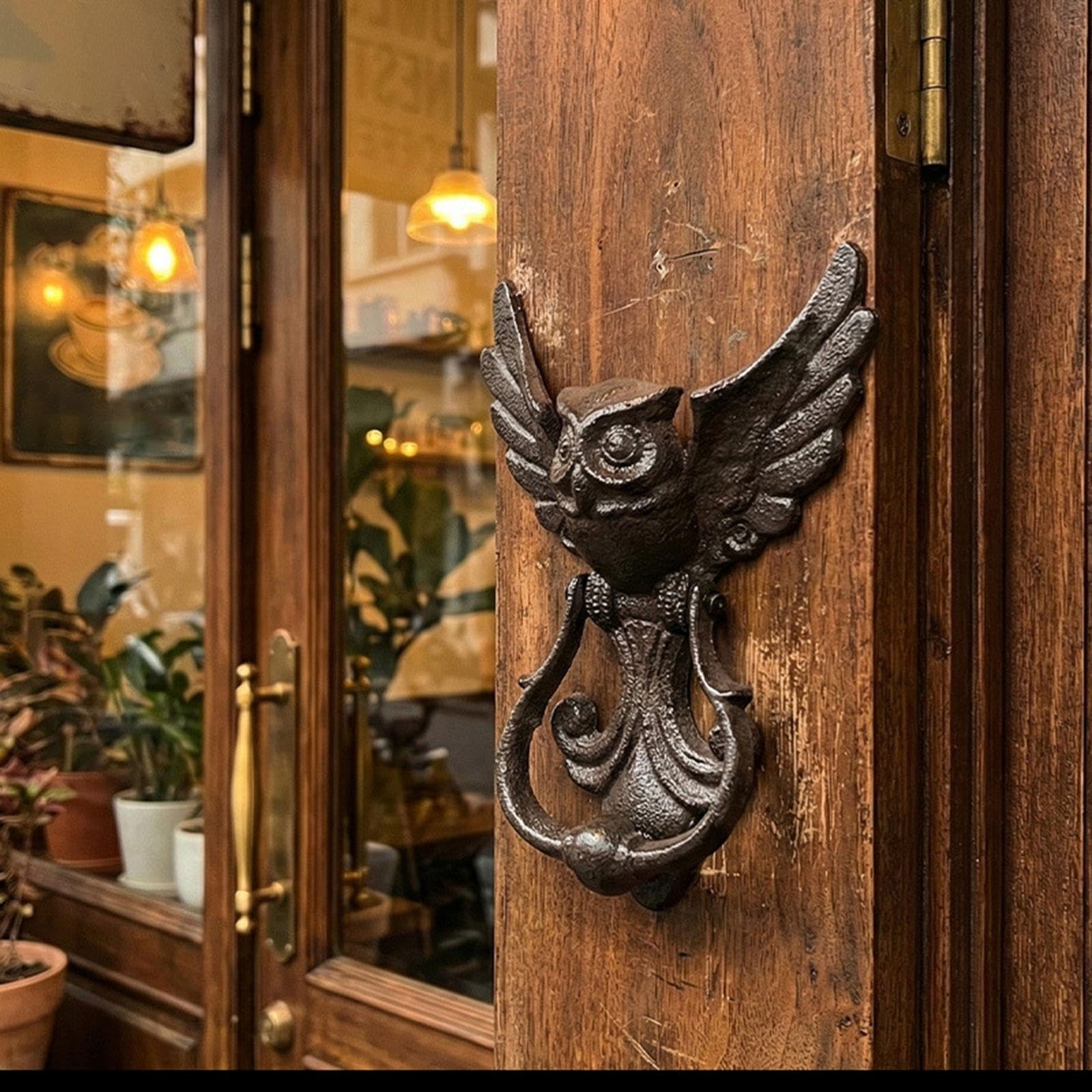 Heurtoir de Porte Hibou, Accessoire de Quincaillerie Extérieure Pratique et Robuste, Antique