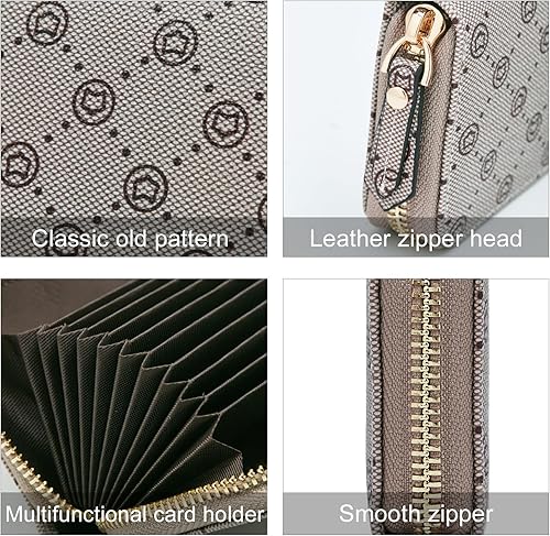 Miniatura 5 de FOXLOVER Cartera minimalista para tarjetas con protección RFID y diseño compacto con cremallera alrededor, ranuras para tarjetas de crédito,