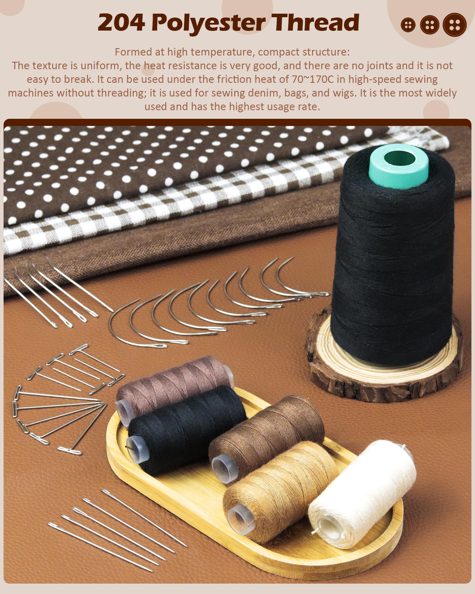 FIVEIZERO Hilo de extensión de cabello de 900 yardas, hilos de coser con 30 agujas T/C/J/I para coser a mano, extensiones de cabello, fabricación de extensiones de cabello, modelado de manualidades