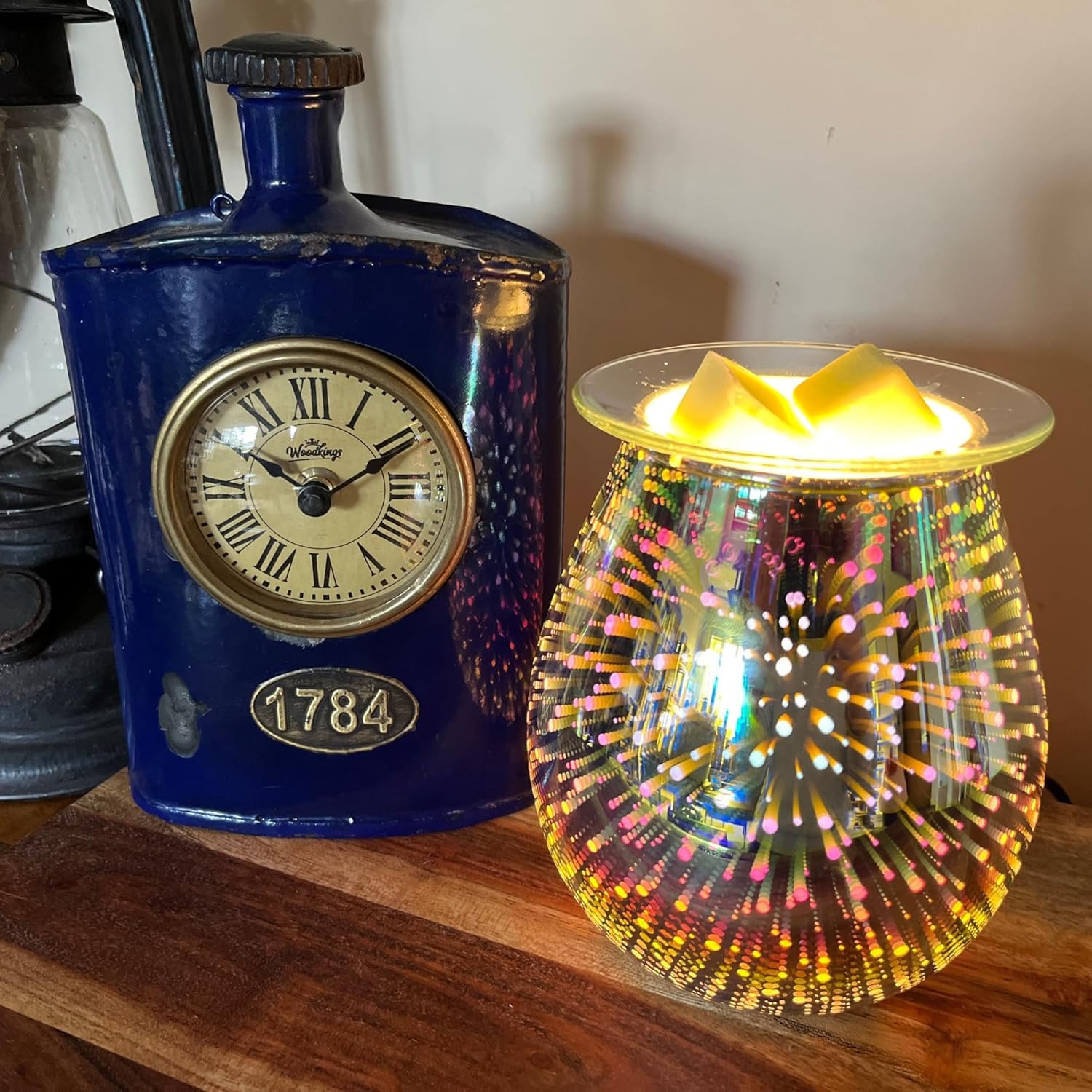 Candle-Brothers Elektryczna lampa zapachowa "Jupiter" z grą barw I Elektryczna lampa zapachowa do meltów w nowoczesnym wzornictwie światła 3D do domu I w zestawie żarówka i zdejmowana wkładka szklana