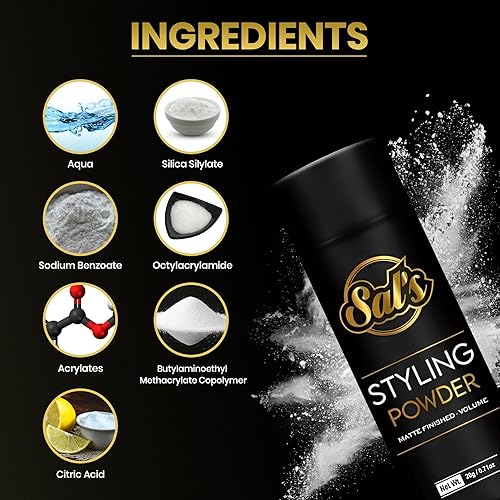 Miniatura 6 de Sal's Polvo de peinado profesional  Aspecto natural y polvo de sujeción fuerte para hombre  Fácil de aplicar sin aceite ni residuos grasos