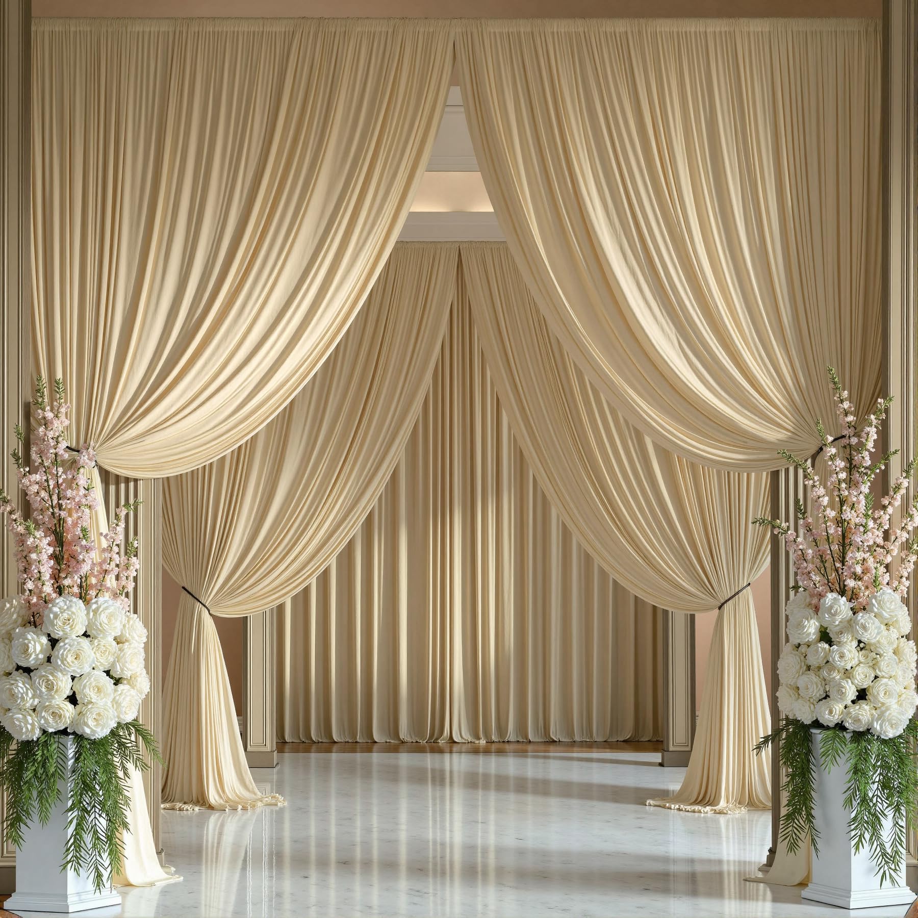 20ftx14ft Beige Backdrop Curtains for Wedding-Wrinkle Free Backdrops Curtain Drapes Fabric Decorations Photo Back Drop Cloth for Baby Shower