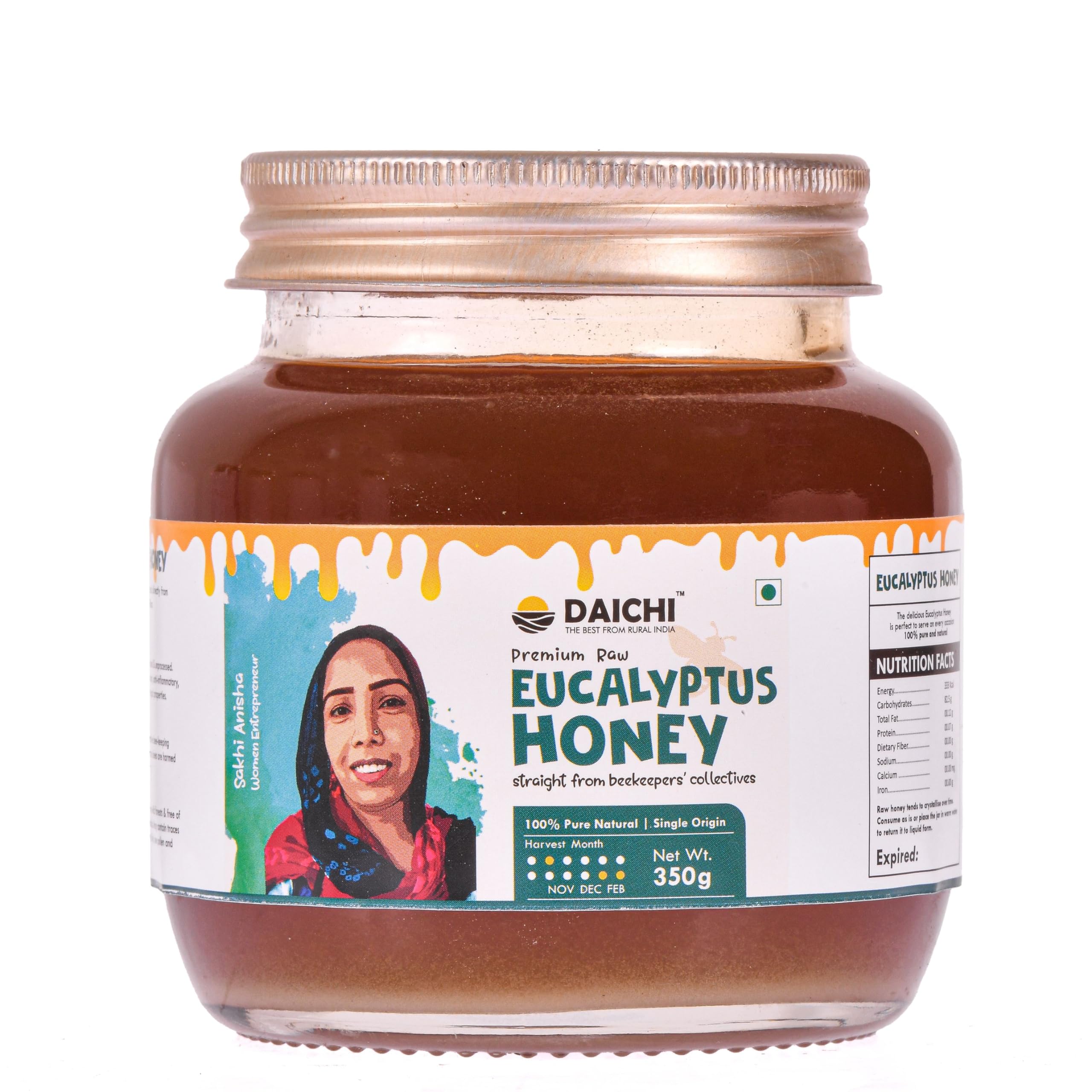Daichi Eucalyptus Honey - 100% Raw & Unprocessed, Straight from beekeepers, Cruelty-free, No Sugar or Additives 350gm (Pack of 1) (B0CZDW5F72) Amazon Price History, Amazon Price Tracker
