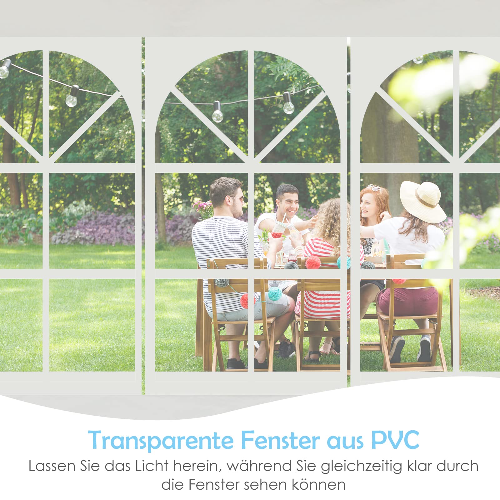 RELAX4LIFE 3x9m Gartenpavillon, Partyzelt Faltbar & Wasserdicht, Gartenzelt mit 5 abnehmbaren Seitenteilen & Fenstern, Faltpavillon mit Eisenstruktur, für Markt Party Hochzeit Festival