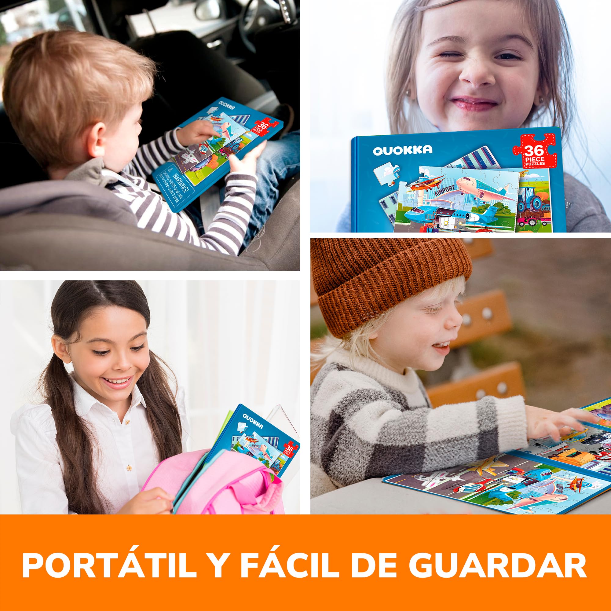 QUOKKA Puzzle Magnetico 2 3 Años – Juegos Viaje Niños 3 4 5 Años – 36 Piezas Puzzle de Transporte – Actividades Niños Viaje en Avión – Juego Magnetico Regalo