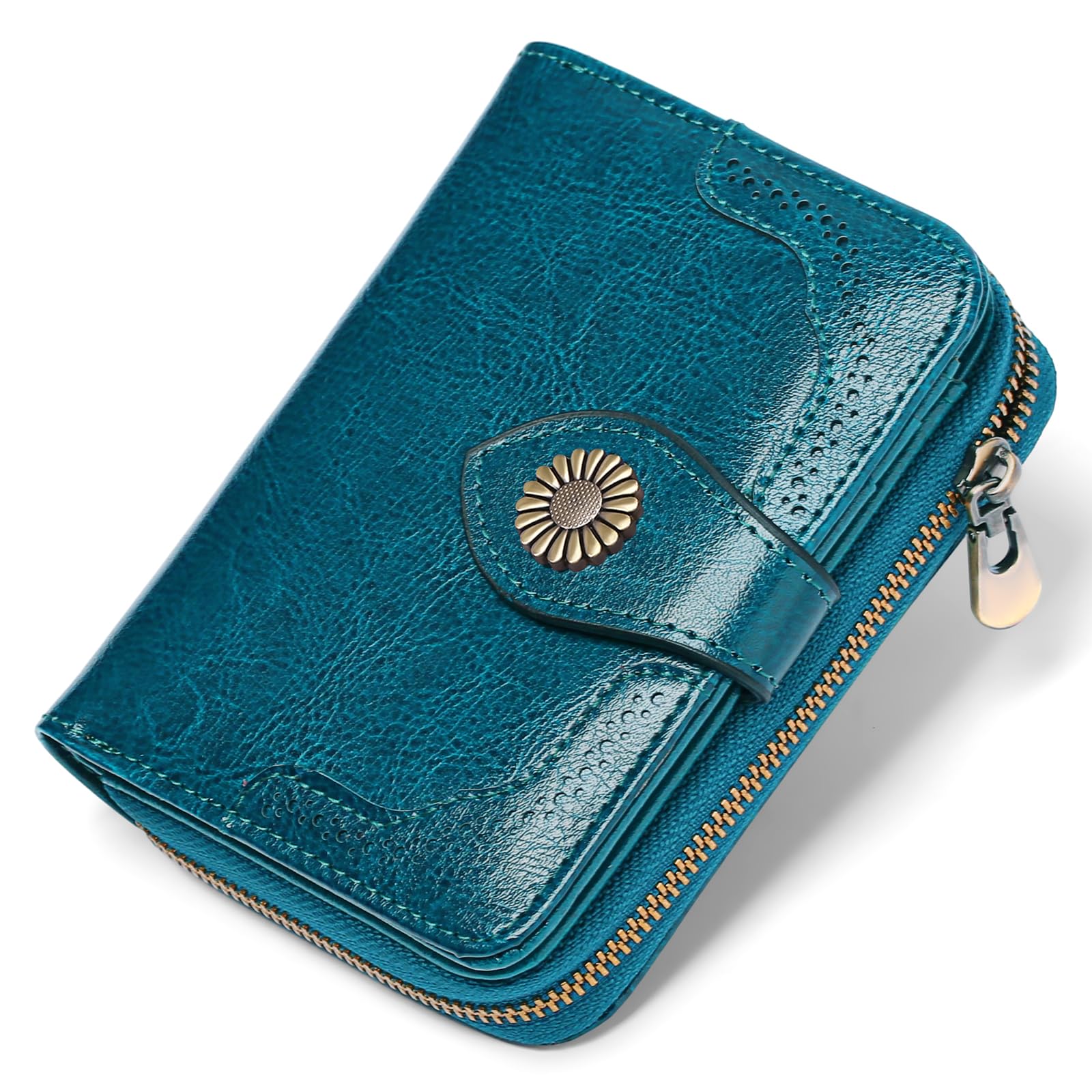 SENDEFNLeather Purses for Women, RFID Blocking Small Wallets for Women, Ladies Purse with Multiple Card Slots and Zipper Compartment