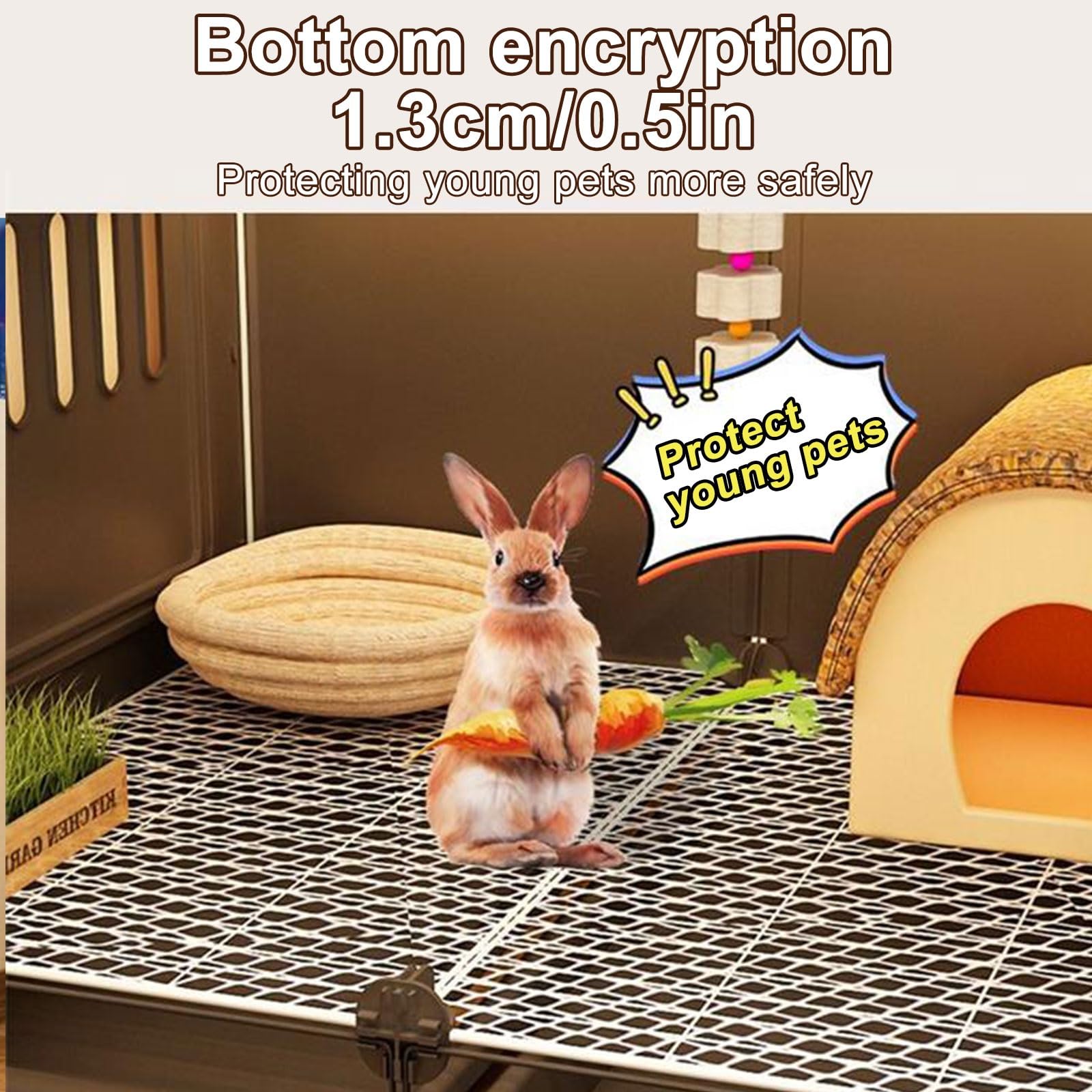 Deluxe Rabbit Home, Gabbia per Conigli, recinto per Piccoli Animali, Gabbia per Conigli e porcellini d'India, Gabbia per Uso Interno a Un Piano (Nera)