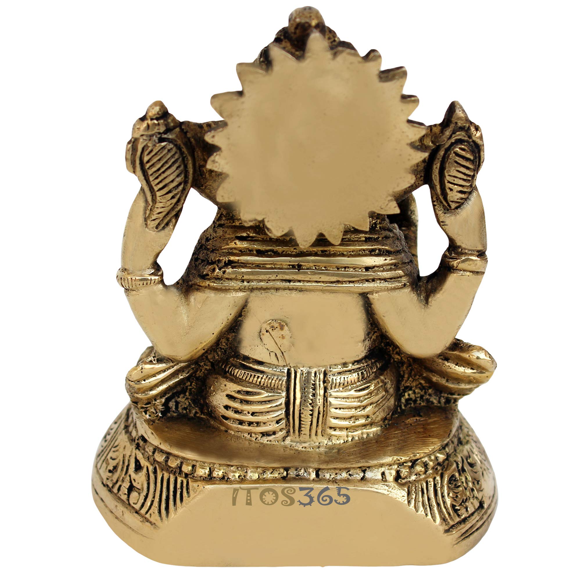 ITOS365 Lord Ganesha Brass Statue Hindu God Ganesh Ganpati Idol Sculpture Good Luck & Success 2