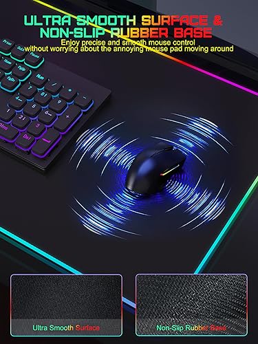 Miniatura 4 de TopMade - Alfombrilla de mouse con carga inalámbrica, tapete de escritorio grande de 31.5" x 15.75", alfombrilla de mouse para juegos RGB, tapete de