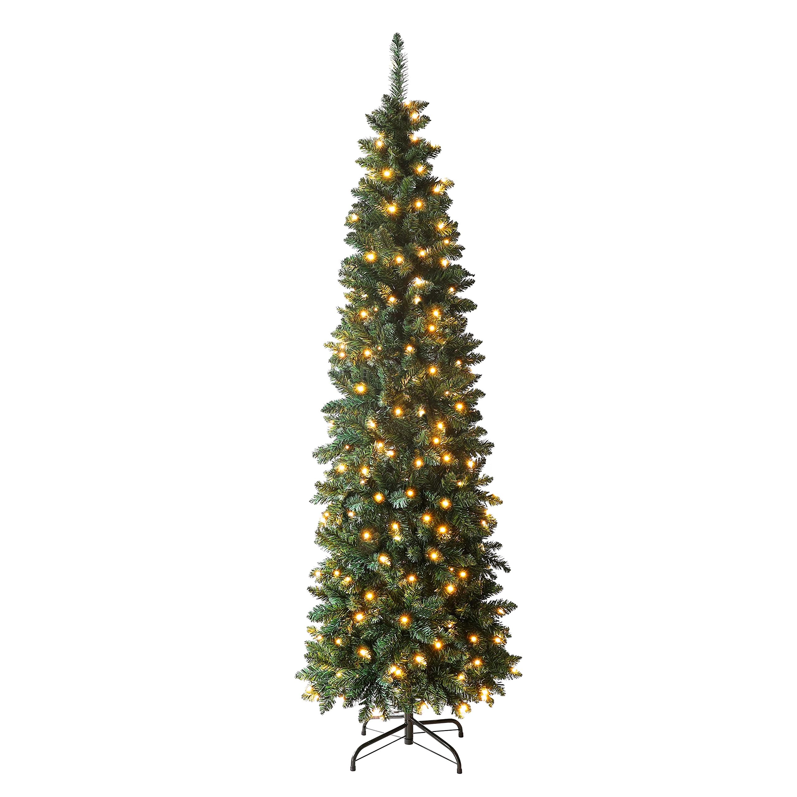B&Q -  Pre-Lit Pencil Christmas Tree 4Ft With 100 Warm White Leds