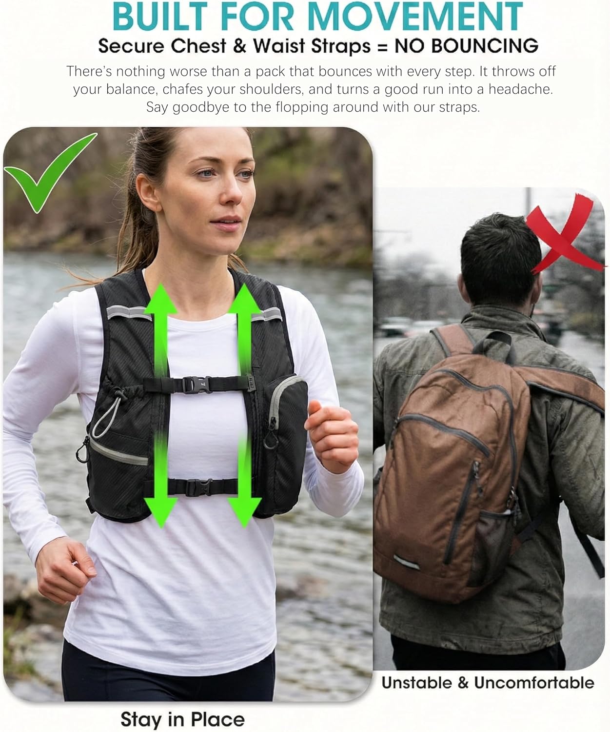 Foldable Small Hiking Backpack with 3 Strap Pockets – Lightweight 300D Spill-proof Daypack for Men Women – Packable Small Travel Backpack with Chest Strap & Trekking Pole Holder – Durable Outdoor Bag - Image 3