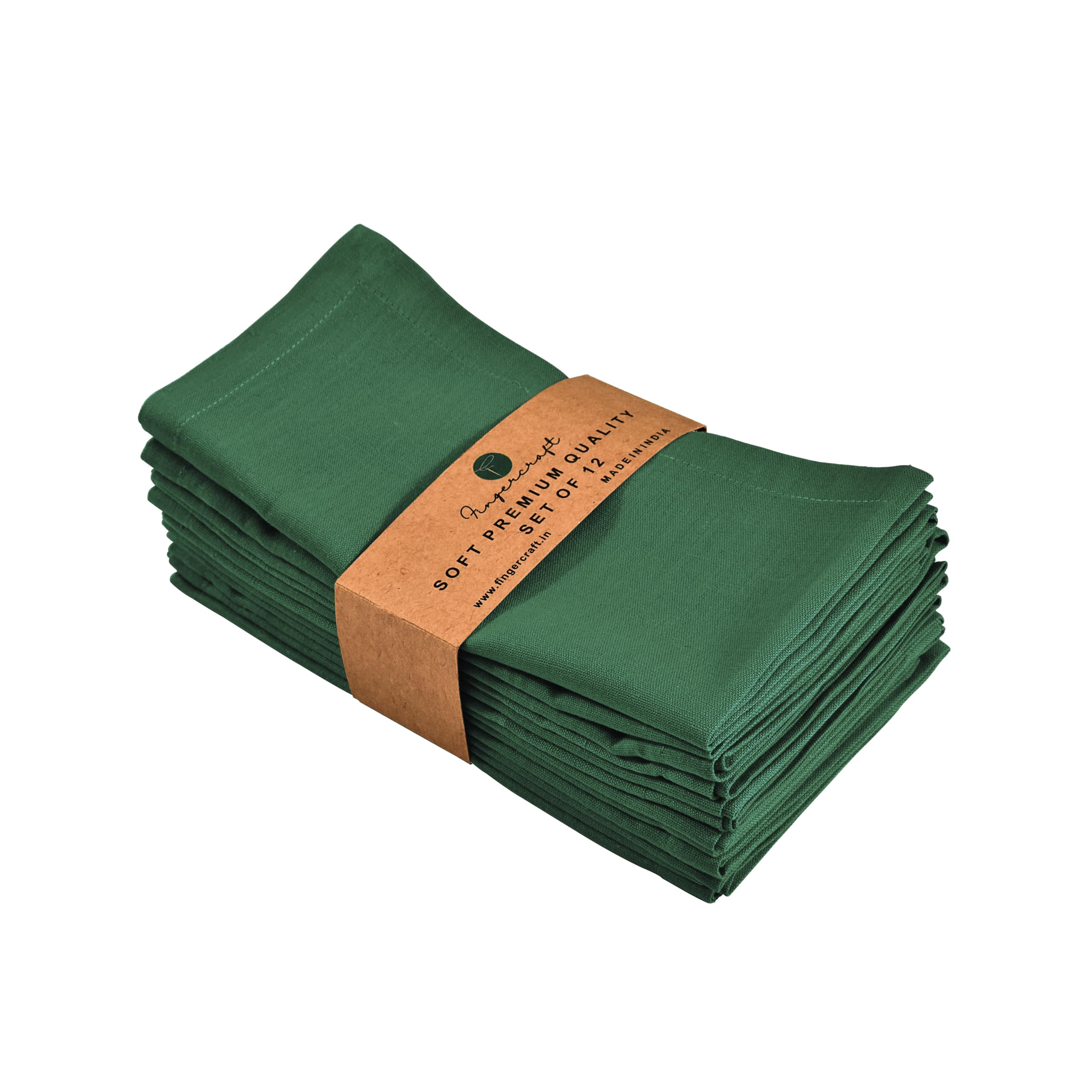 FINGERCRAFT Dinner Cloth Napkins, Cotton Linen Blend Mitered Corner Napkins Cloth 12 Pack Natural Premium Quality for Every Day Use, Parties, Weddings, 18x18 inch Christmas Special Color Eden Green