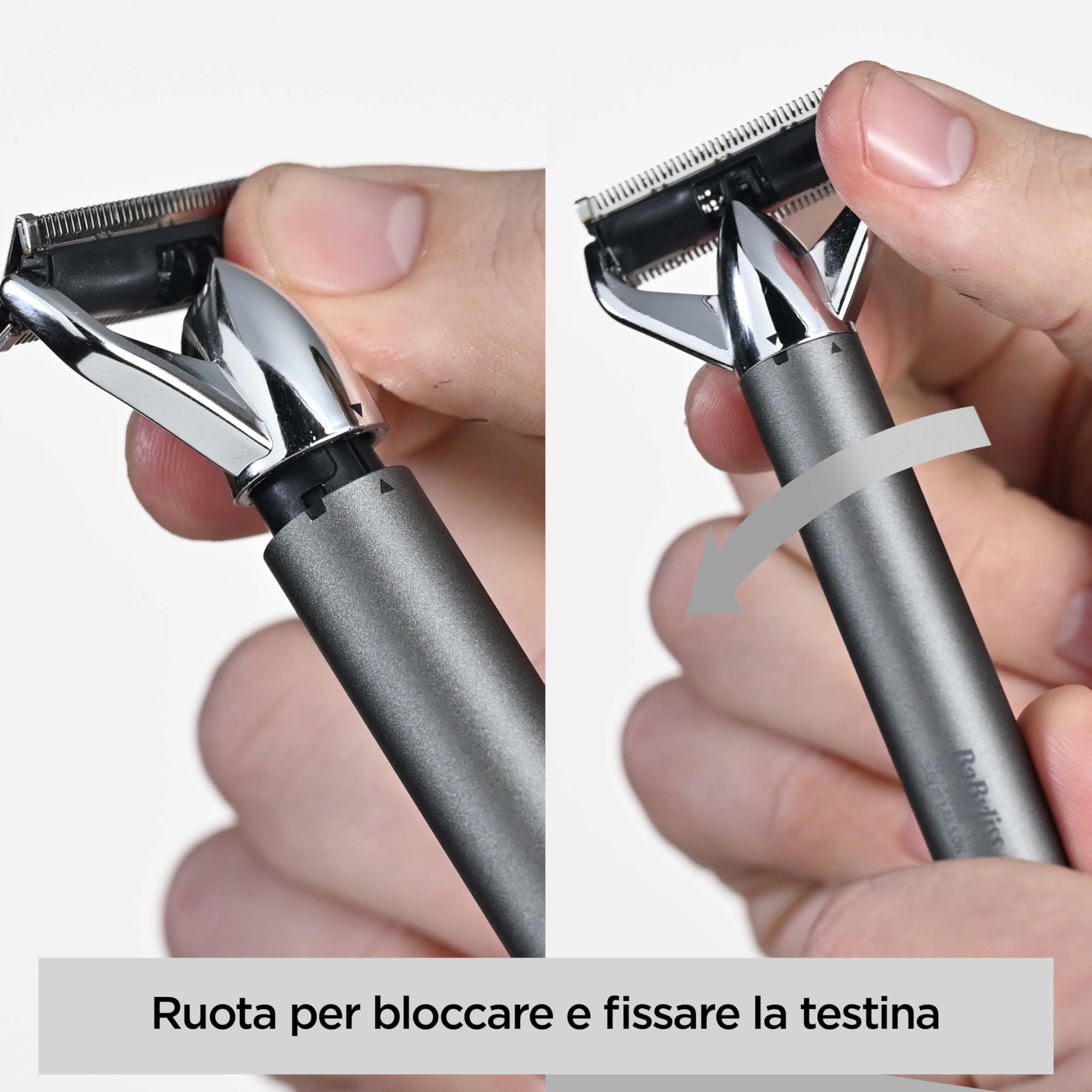 BaByliss X-Blade, Rasoio regolabarba, lame di precisione ultra-affilate, testina flessibile a 50°, 4 guide 1-5 mm, Batteria agli ioni di litio, 100& Waterproof, OT996E