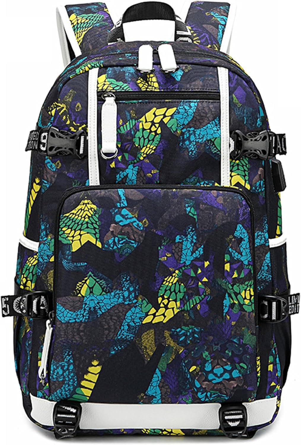 Anime Casual Canvas School Bag Backpack Laptop Bag Daypack Rucksack with USB port Color E23