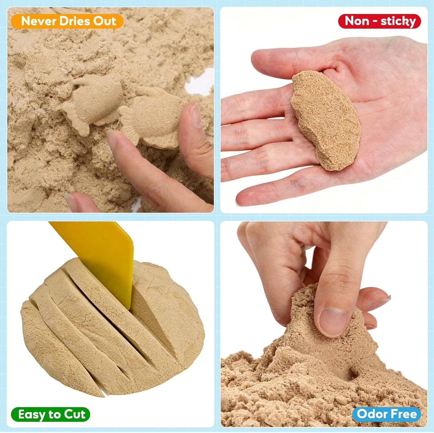 Condition photo showing New/Like New for furwey 26.6lbs play sand, natural brown sensory sand,suitable for children to shaping, squeezing and molding(without molds)