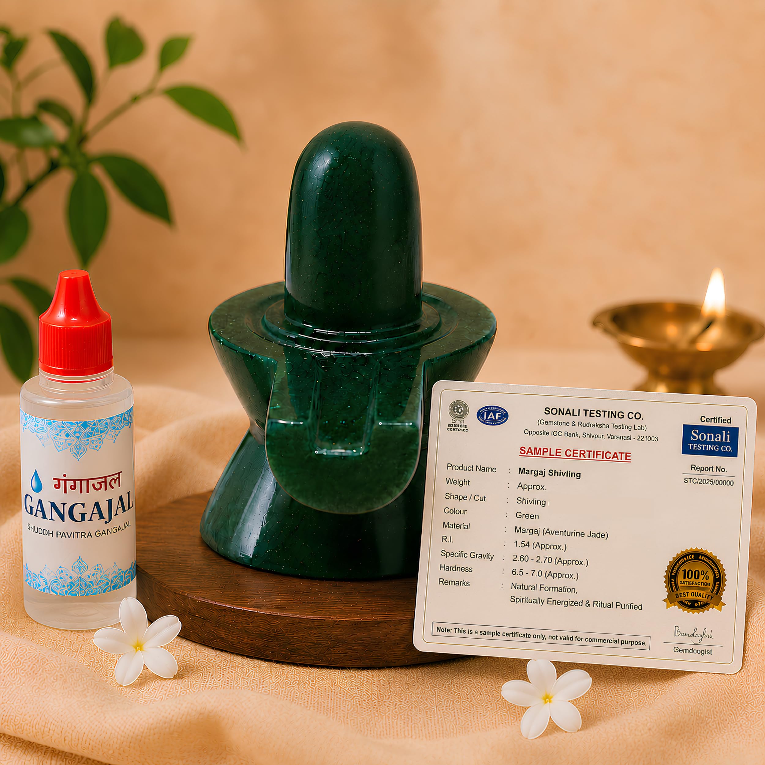 Benares Souvenirs Margaj Green Jade Shivling | Marakatha Green Aventurine Stone Shivling, Lord Shiva Lingam, Puja, Meditation, Spiritual Healing, Home Decor, Chakra Balancing - (50-60 Grams Approx)-image-19