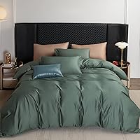 Vista 7 de MooMee Queen Duvet Cover Set, 100% Extra Long Staple Cotton 600 Thread Count Sateen Silky Soft Breathable Durable Luxury Hotel Quality Bedding Set