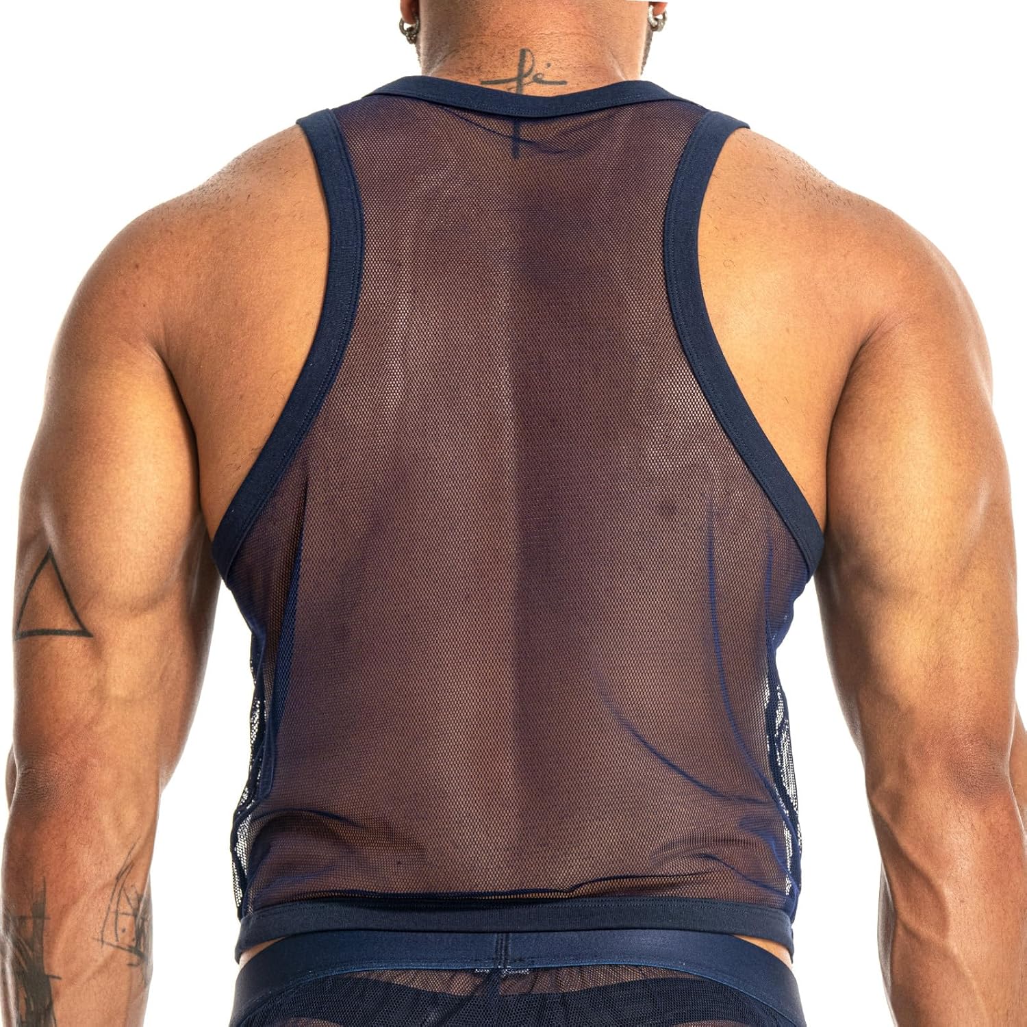 Mens See Through Sleeveless Shirt Mesh Tank Top for Men Crew Neck Fishnet Fitted Muscle Shirt Clubwear - Image 4