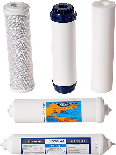 DFK-Delta - Juego de reemplazo de ósmosis inversa de 6 etapas con filtro DI en línea (RFK-DRO6-DI.Anteriormente ROFK7), estándar, color blanco