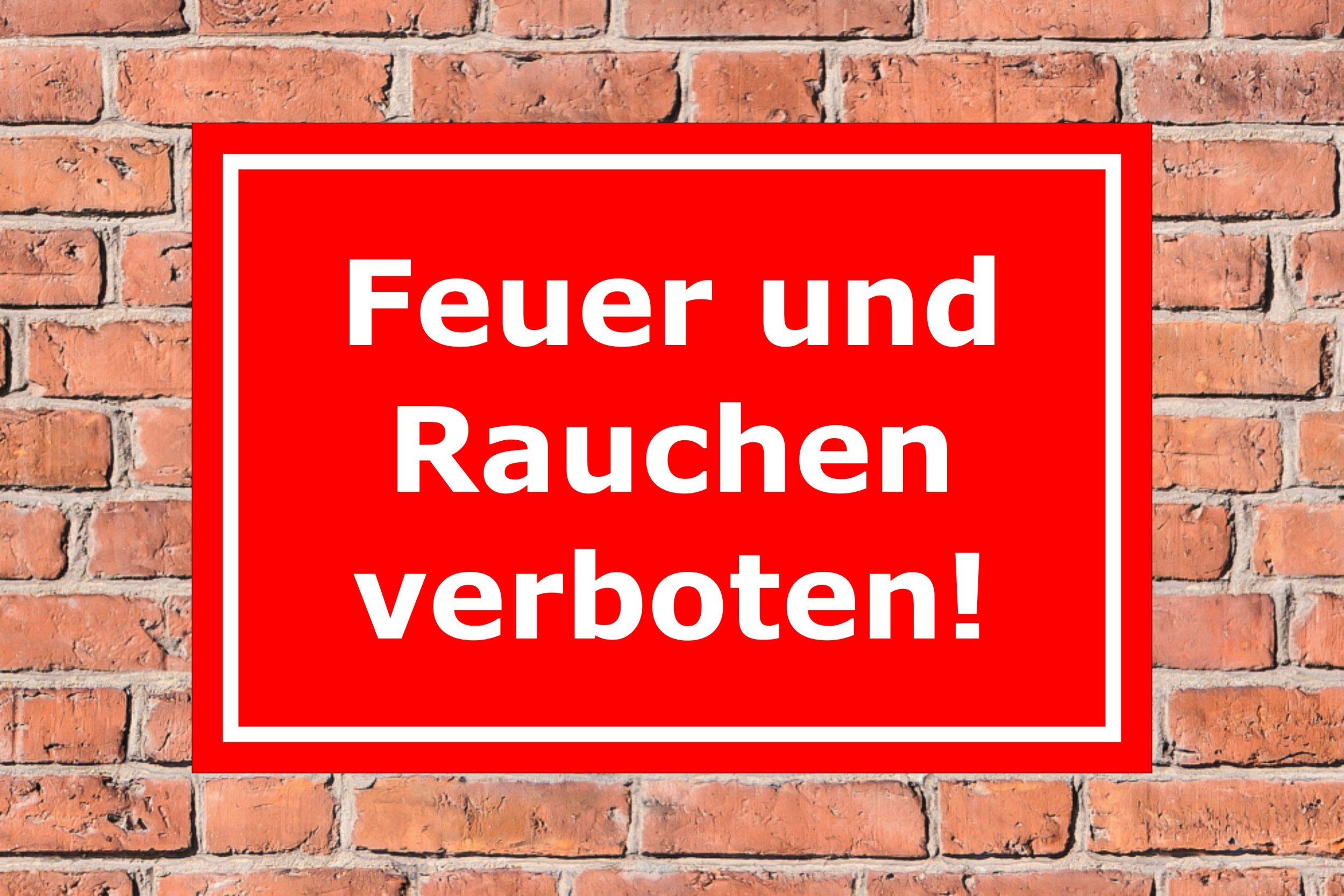 Schild Feuer und Rauchen verboten – 60x40 cm – 3mm Aluverbund – Bohrlöcher – mehrere Größen/Materialien