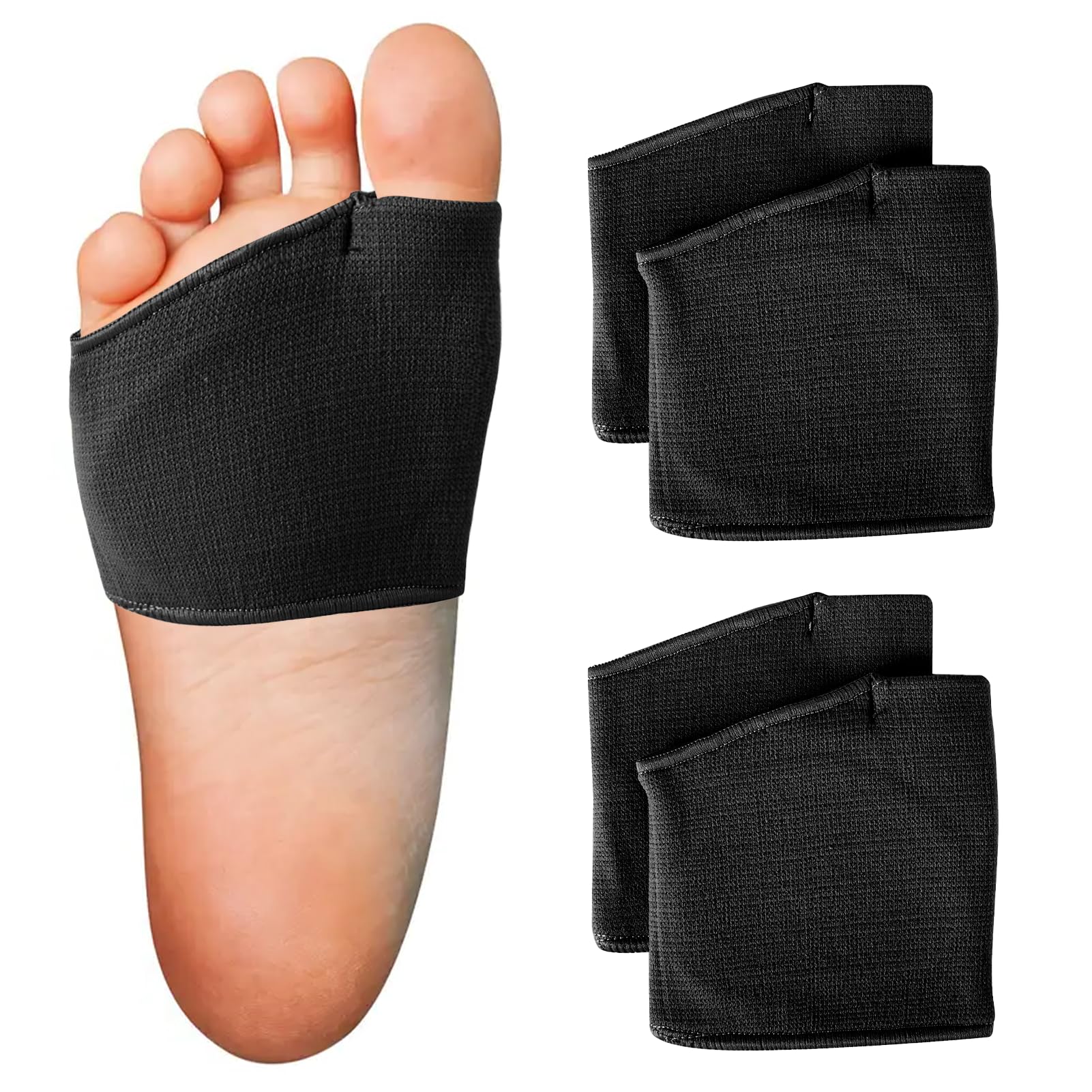 2 Pairs Metatarsal Pads Women and Men, Fabric Metatarsal Pads with Gel Pads, Metatarsalgia Insoles Provides Relief for Sesamoiditis, Metatarsalgia, Morton's Neuroma Metatarsal Gel Pads (S, Black)