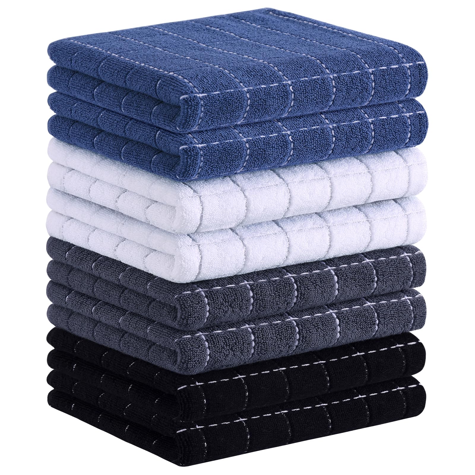 Homaxy 100% Cotton Terry Kitchen Towels, 8 Pack, Multiple Color | Ultra Soft and Absorbent Dish Towels for Kitchen, Suitable for Drying and Washing Dishes