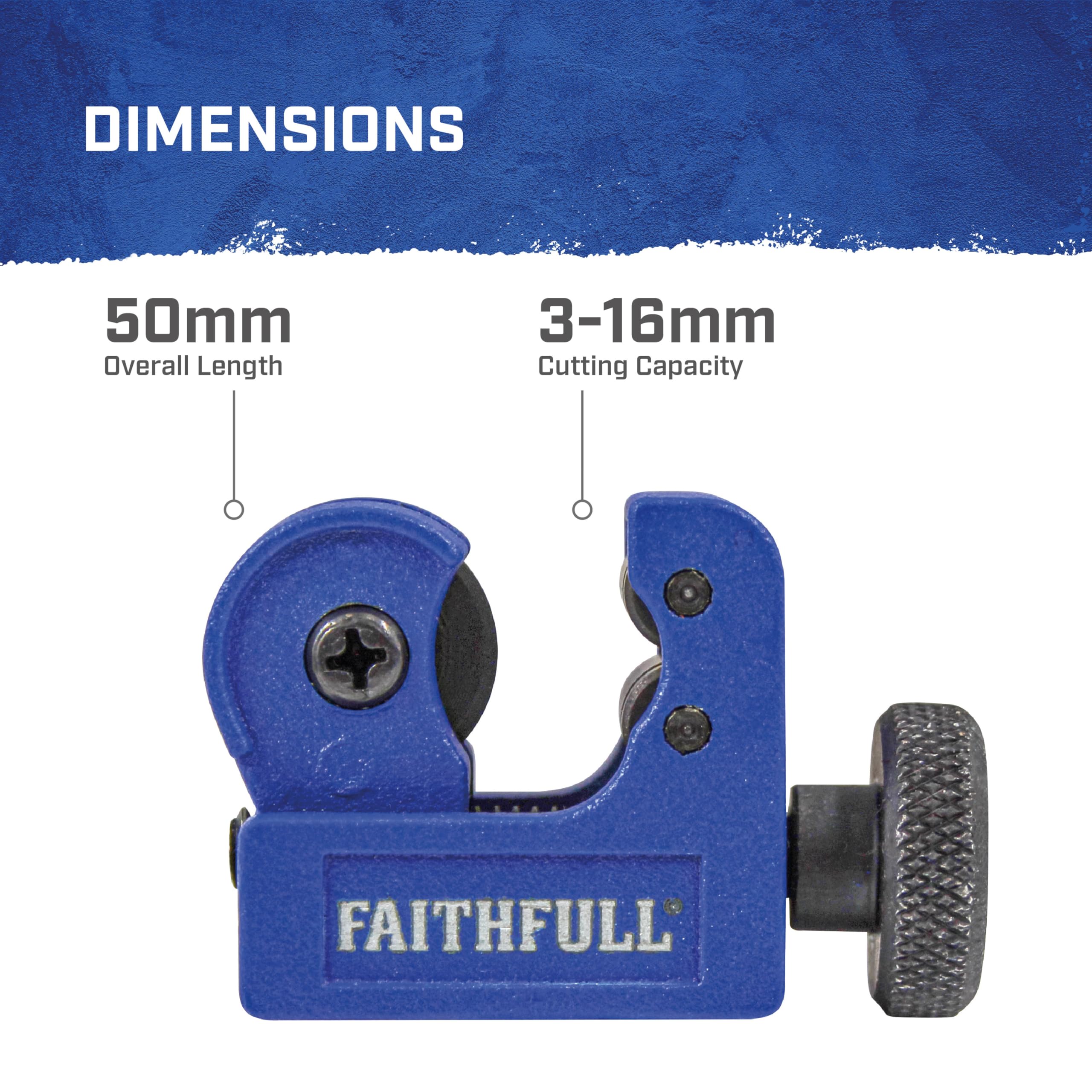 Faithfull Metal Pipe Cutter 3-16mm - Adjustable Pipe Cutting Tool with Sharp Wheel for Copper Brass, Aluminium & Thin Steel Tubing - Image 2