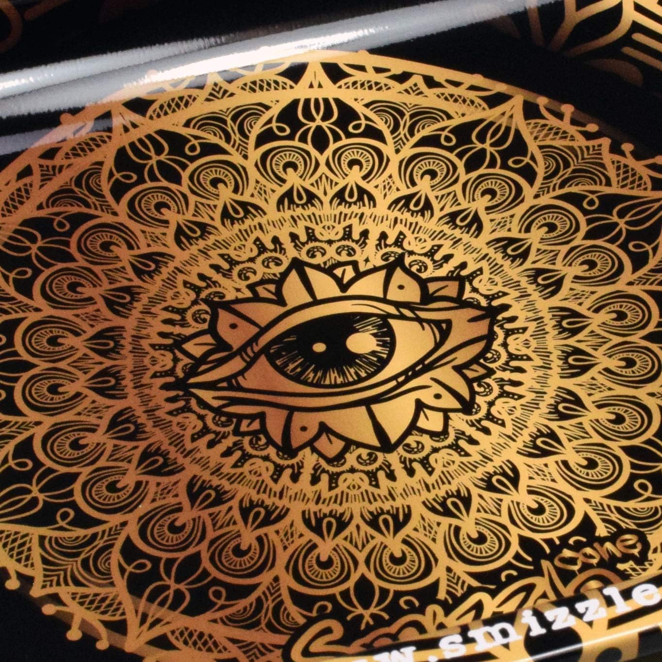 Smizzle Medium Rolling Tray - All Seeing Eye (Gold-Black/Gold) 10.75 x 6.25