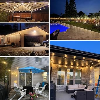 LED Outdoor String Lights, Shatterproof Waterproof 54Ft (Maximum 918Ft) Hanging Warm 2700K S14 Edison Bulbs Lighting for Patio Yard Porch Bistro Garden (54FT)