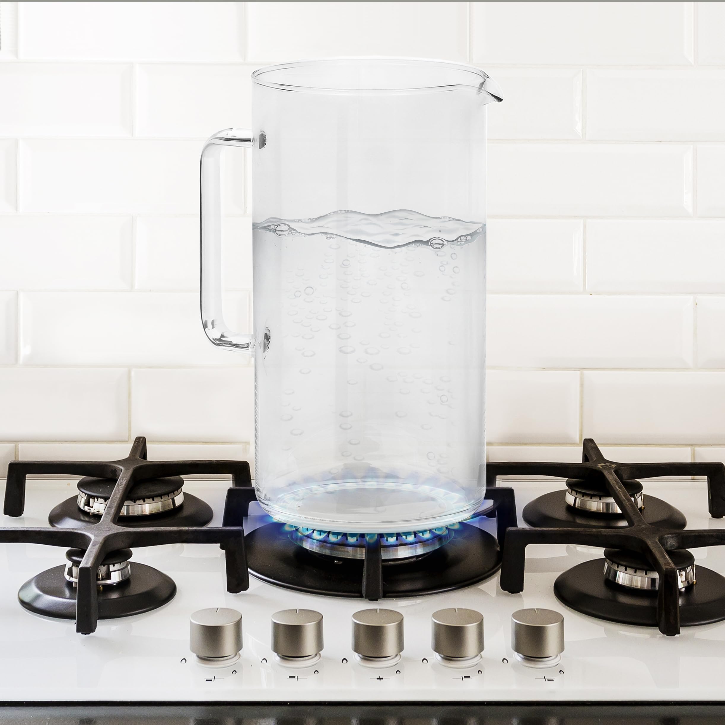 Wessper Caraffa Acqua in Vetro Borosilicato per Succo Caldo Freddo Bevande ghiacciate tè Latte caffè e Vino Ross 3 L